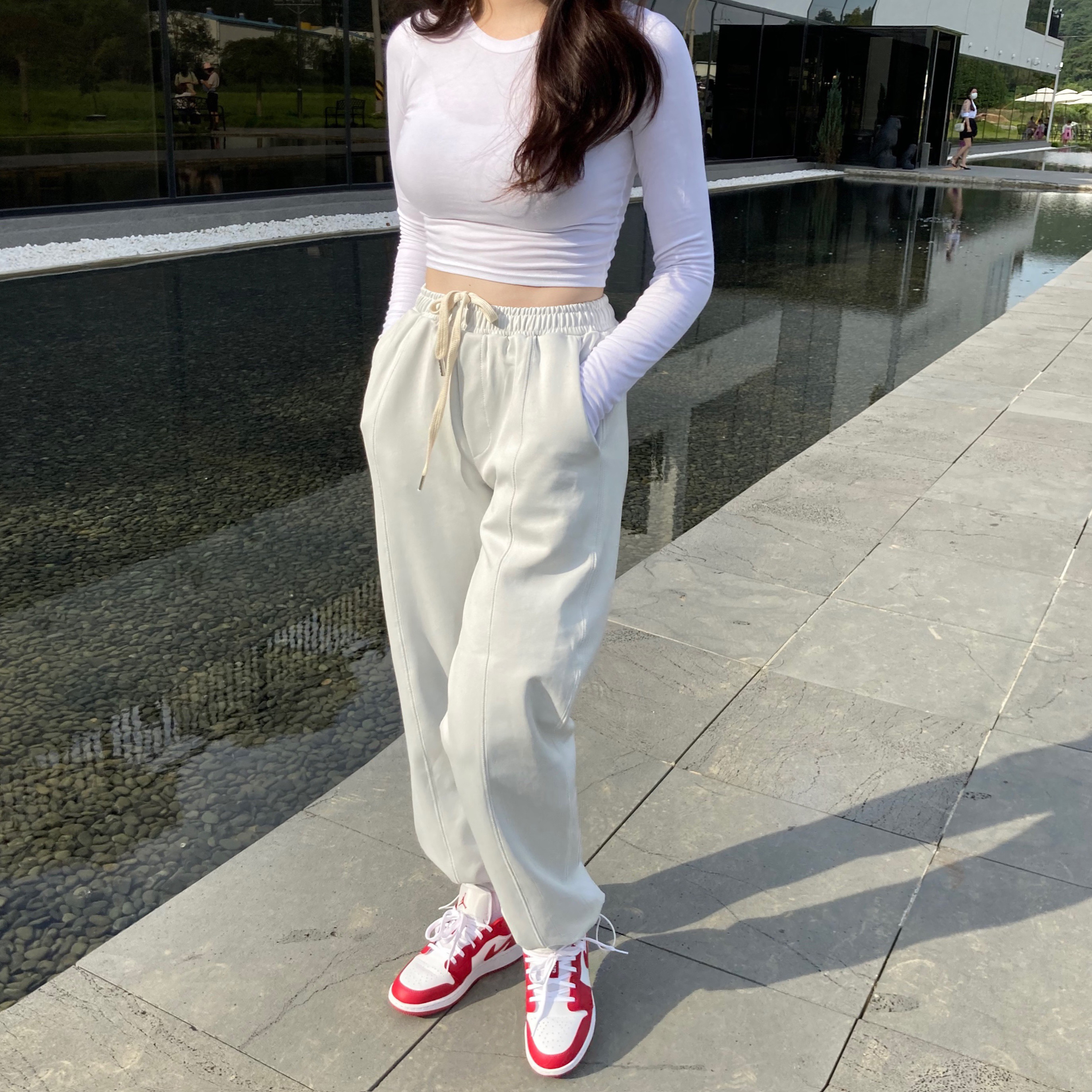(GS) Jordan 1 Low Gym Red White 착용 스타일 - 2