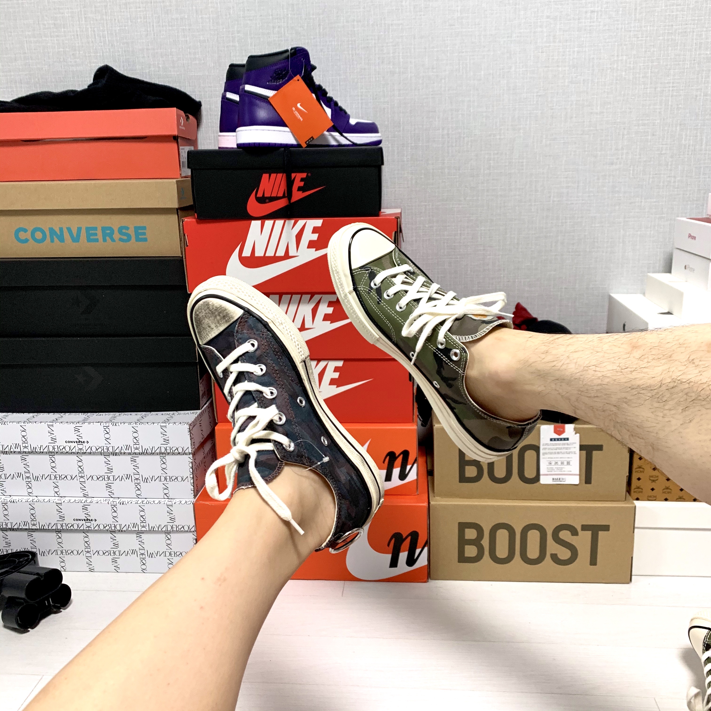 Converse x JW Anderson Run Star Hike Hi Black, Nike x Sacai LDWaffle Black 착용 스타일 - 5