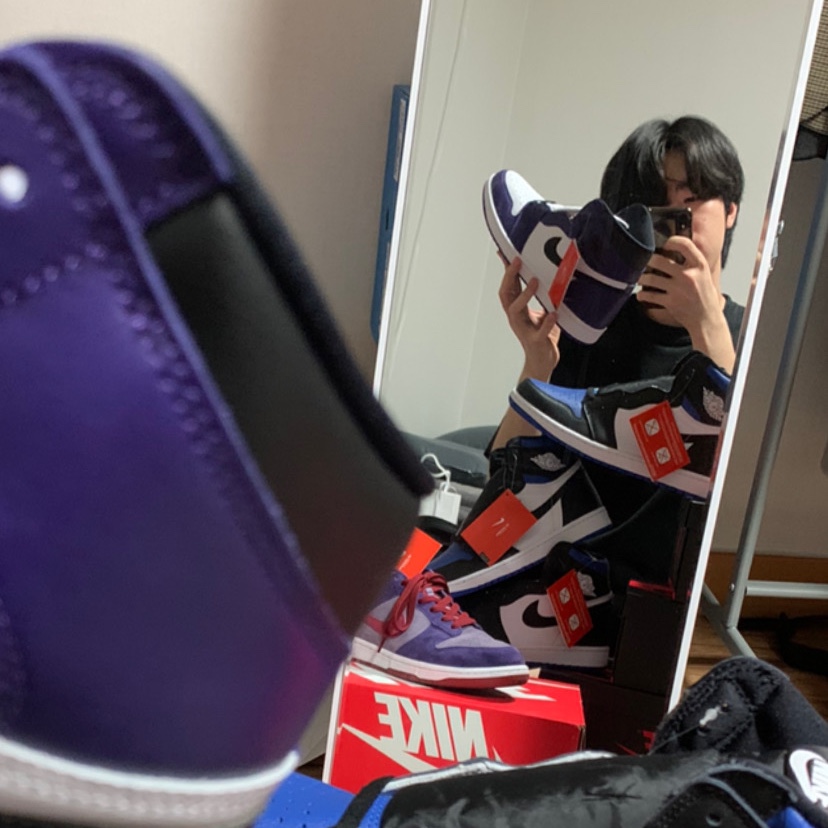 Jordan 1 Retro High OG Court Purple 2020, Jordan 1 Retro High OG Royal Toe 착용 스타일