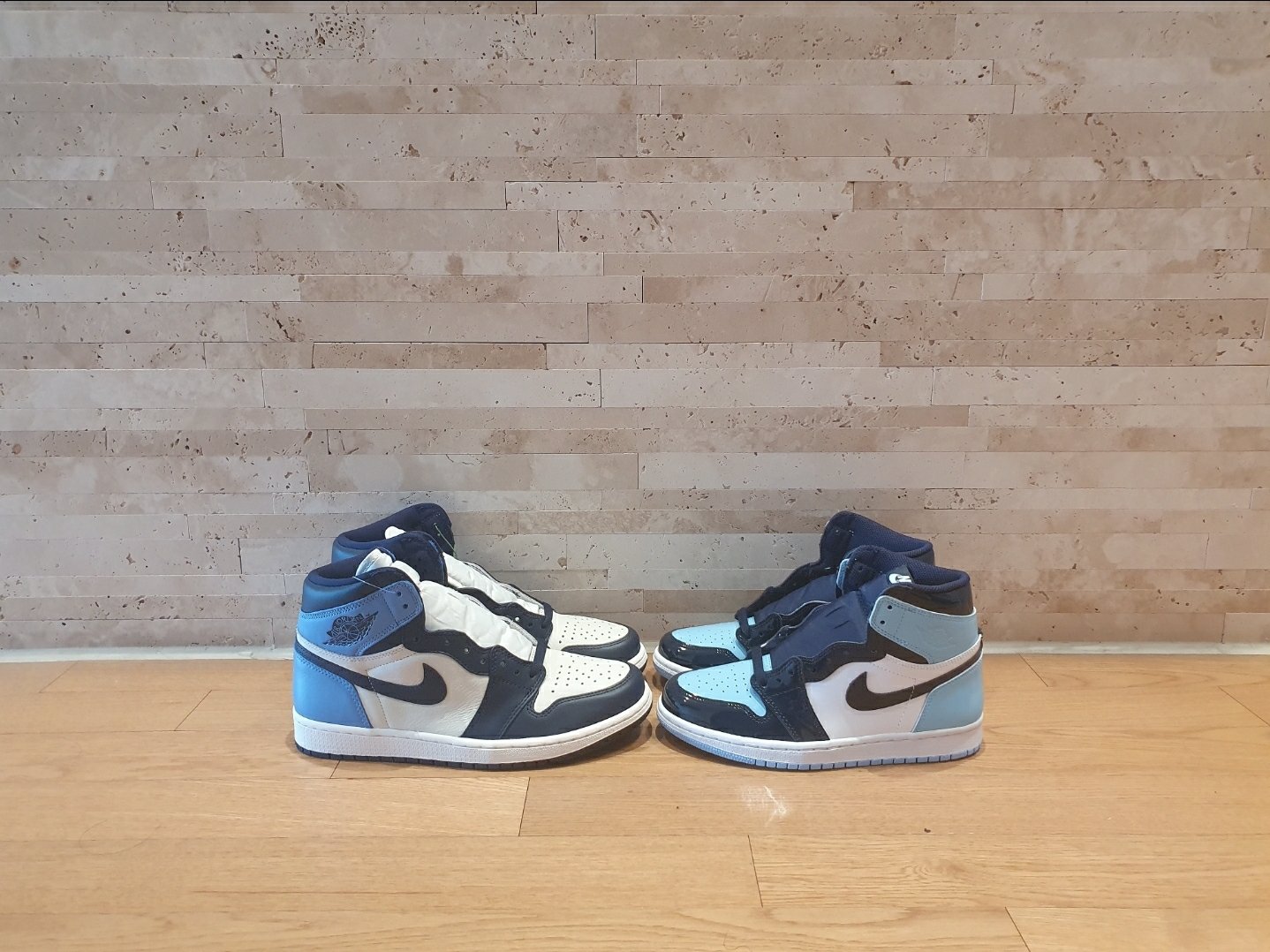 (W) Jordan 1 Retro High OG Blue Chill, Jordan 1 Retro High Obsidian UNC 착용 스타일
