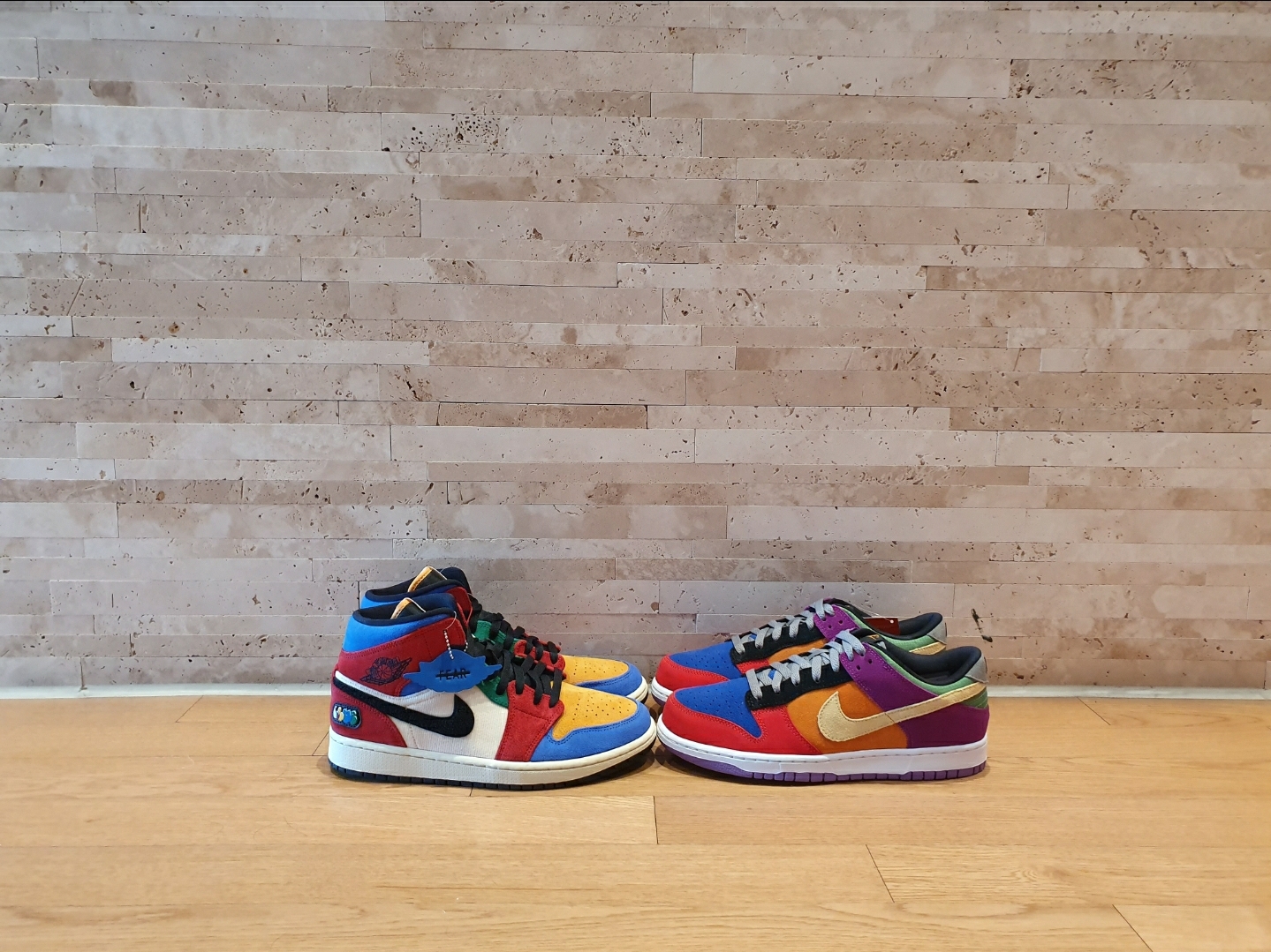 Jordan 1 x Blue The Great Mid SE Fearless, Nike Dunk Low SP Retro Viotech 2019 착용 스타일