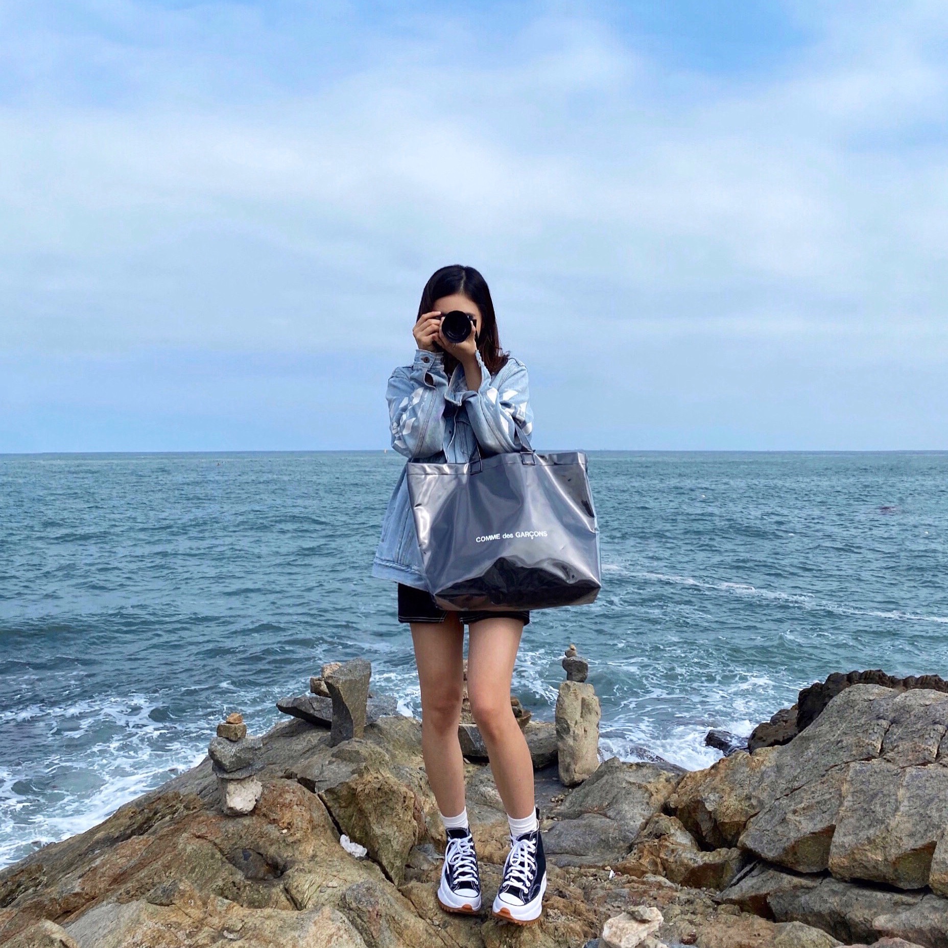 Converse Run Star Hike Hi Black White Gum 착용 스타일