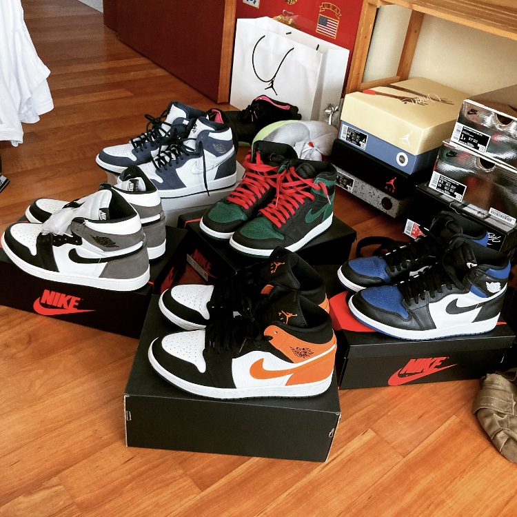 Jordan 1 Retro High OG CO.JP Midnight Navy, Jordan 1 Retro High OG Pine Green Black 착용 스타일