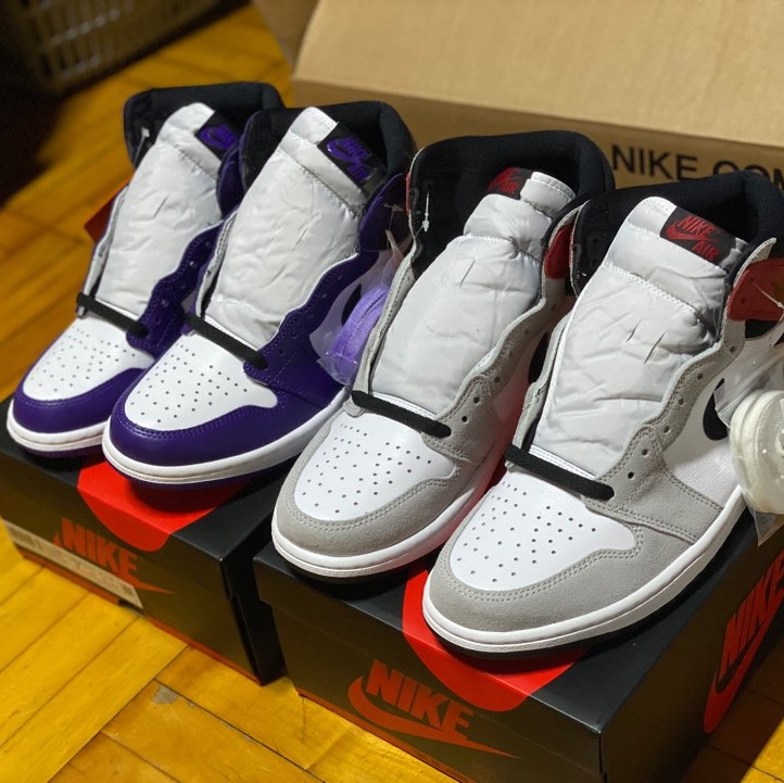 Jordan 1 Retro High OG Court Purple 2020, Jordan 1 Retro High OG Light Smoke Grey 착용 스타일 - 2