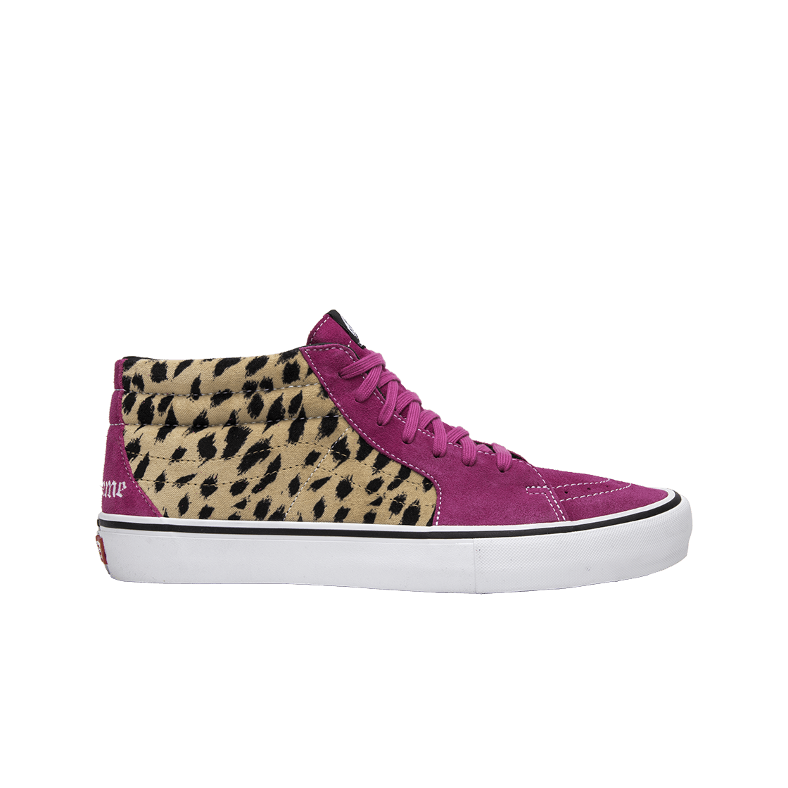 Vans x Supreme Sk8-Mid Pro Velvet Leopard Magenta 상세 이미지 1