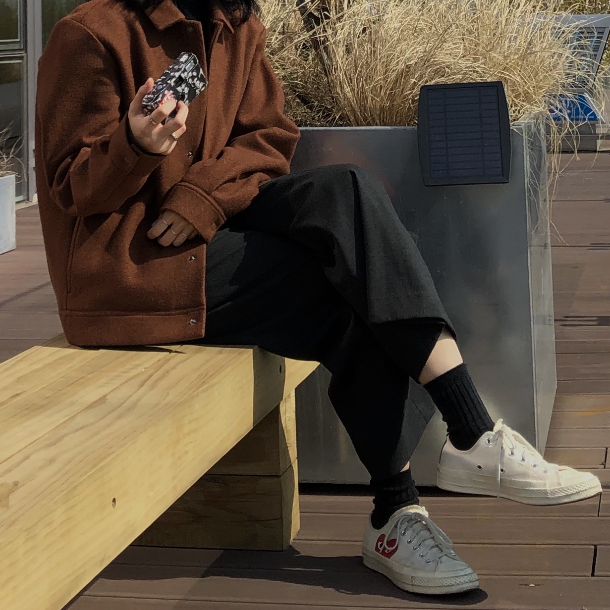 Converse x Play Comme des Garcons Chuck 70 Ox White 착용 스타일