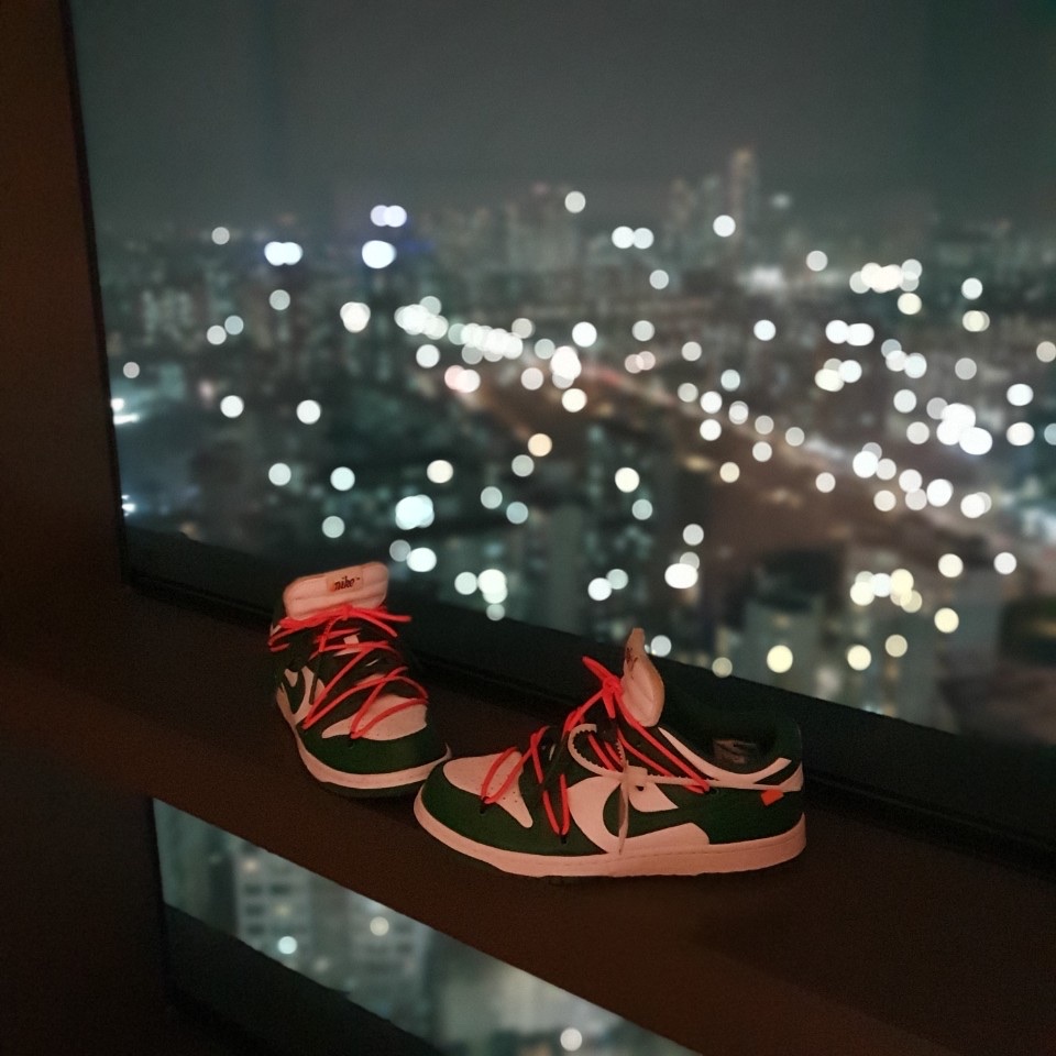 Nike x Off-White Dunk Low Pine Green 착용 스타일 - 2