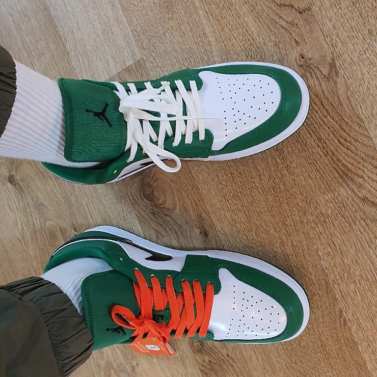 Jordan 1 Low Pine Green, Nike x Off-White Dunk Low Pine Green 착용 스타일 - 2