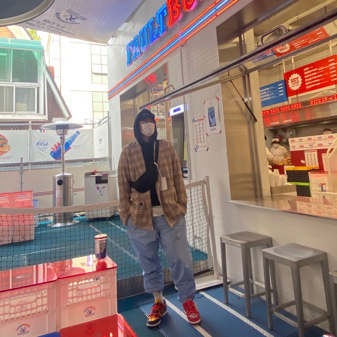 Nike x Off-White Dunk Low University Red, Nike x Off-White Dunk Low University Gold Midnight Navy 착용 스타일