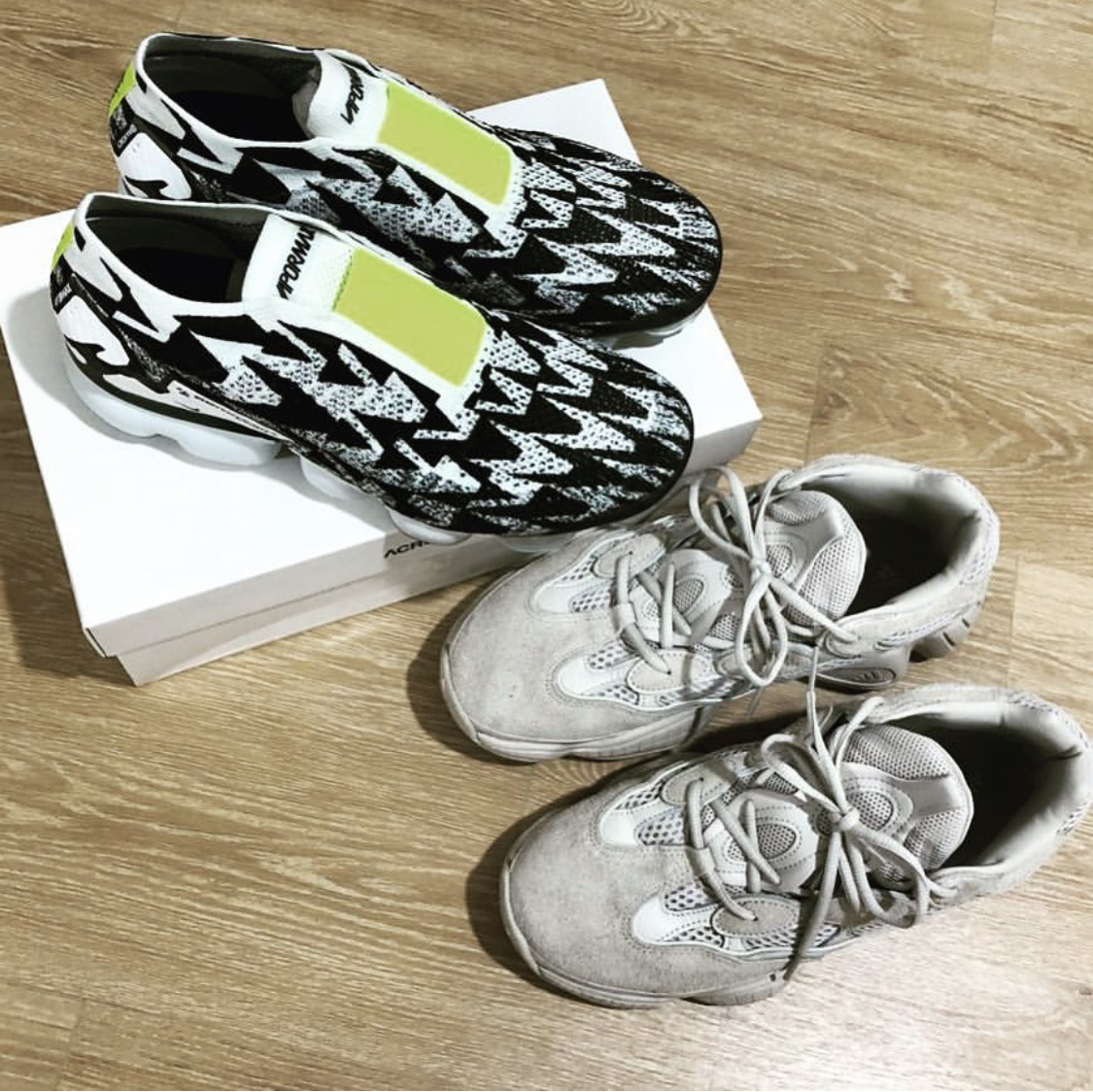 Nike x Acronym Air VaporMax Moc 2 Light Bone, Adidas Yeezy 500 Blush 2018 착용 스타일