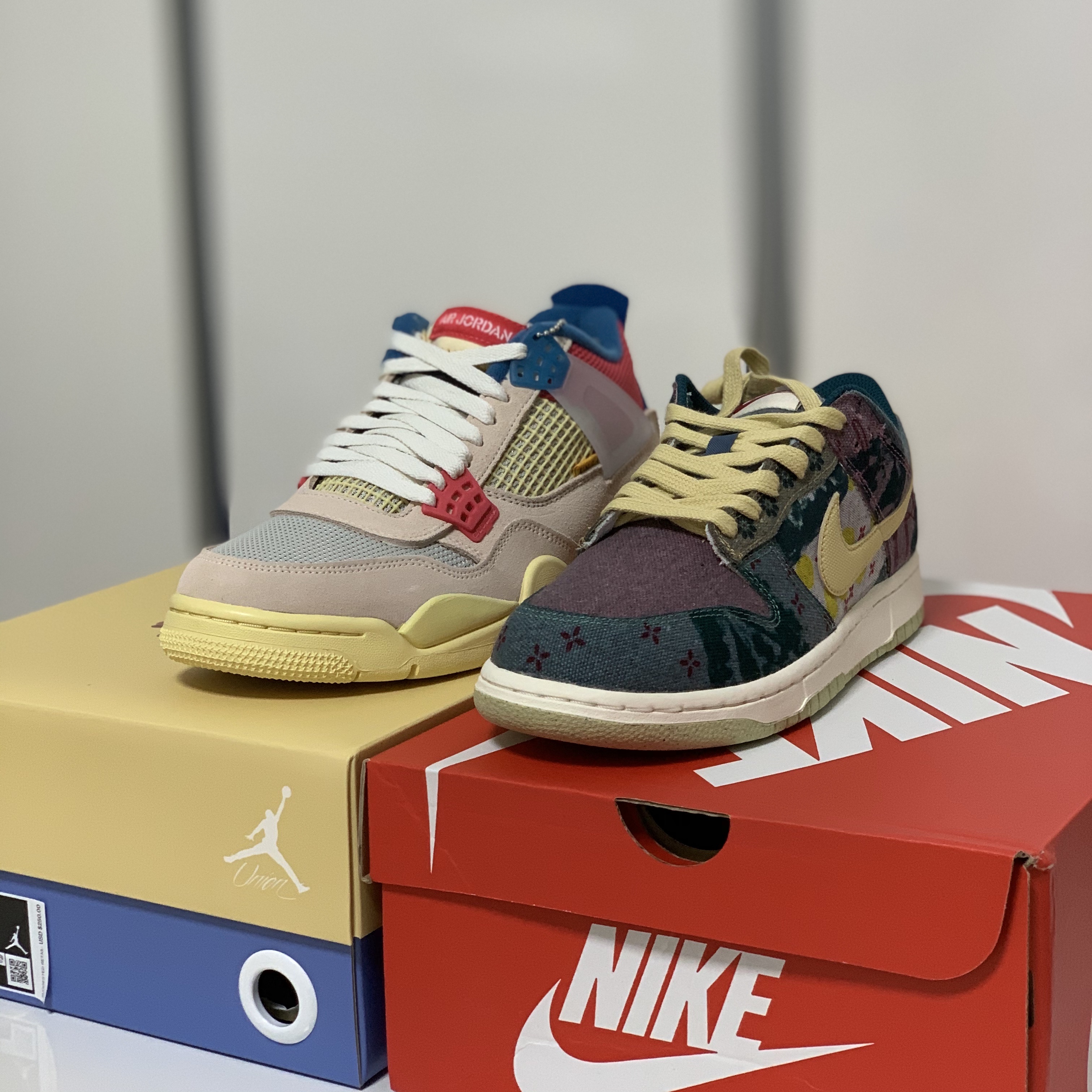 Jordan 4 x Union Retro Guava Ice, Nike Dunk Low SP Community Garden 착용 스타일