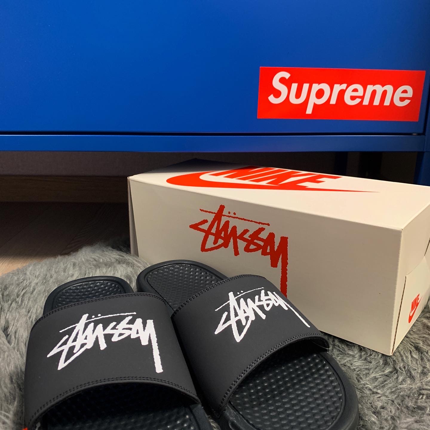 Nike x Stussy Benassi Slide Off Noir 착용 스타일