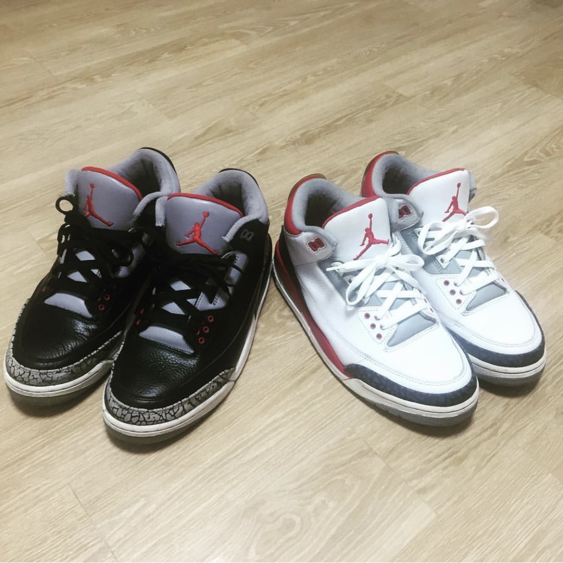 Jordan 3 Retro OG Black Cement 2018, Jordan 3 Retro Fire Red 2013 착용 스타일