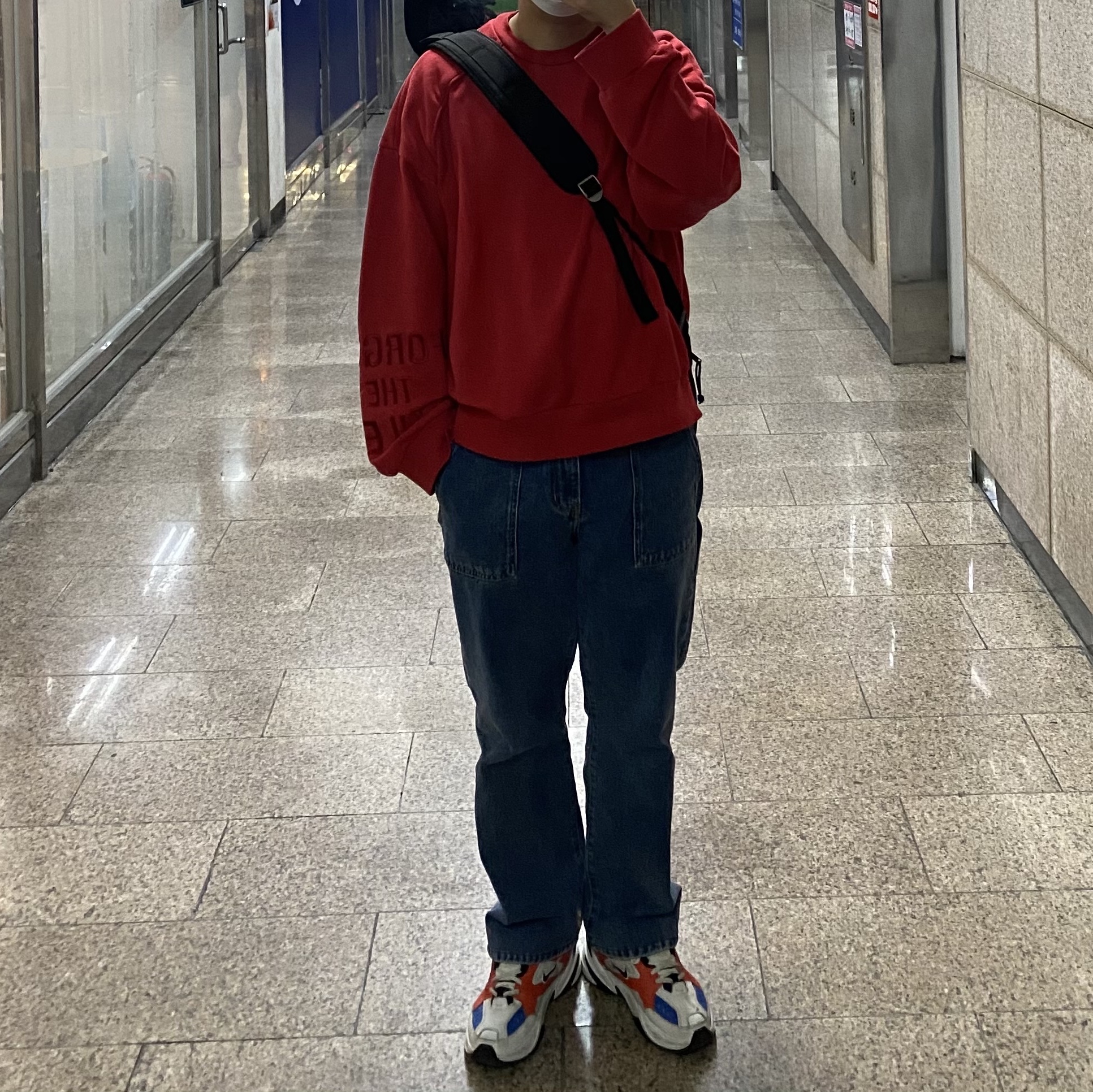 (W) Nike M2K Tekno Team Orange 착용 스타일