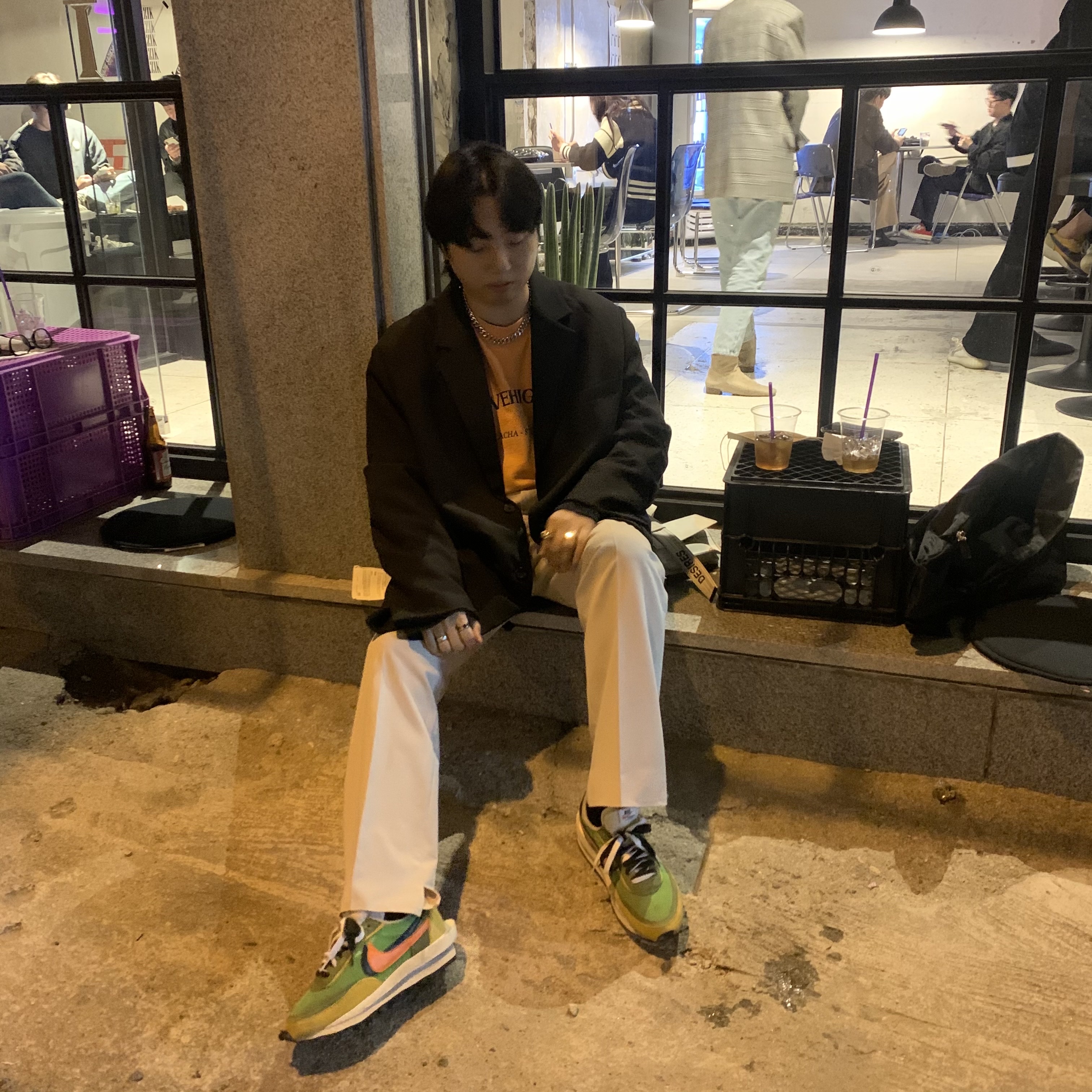 Nike x Sacai LDWaffle Green Multi 착용 스타일