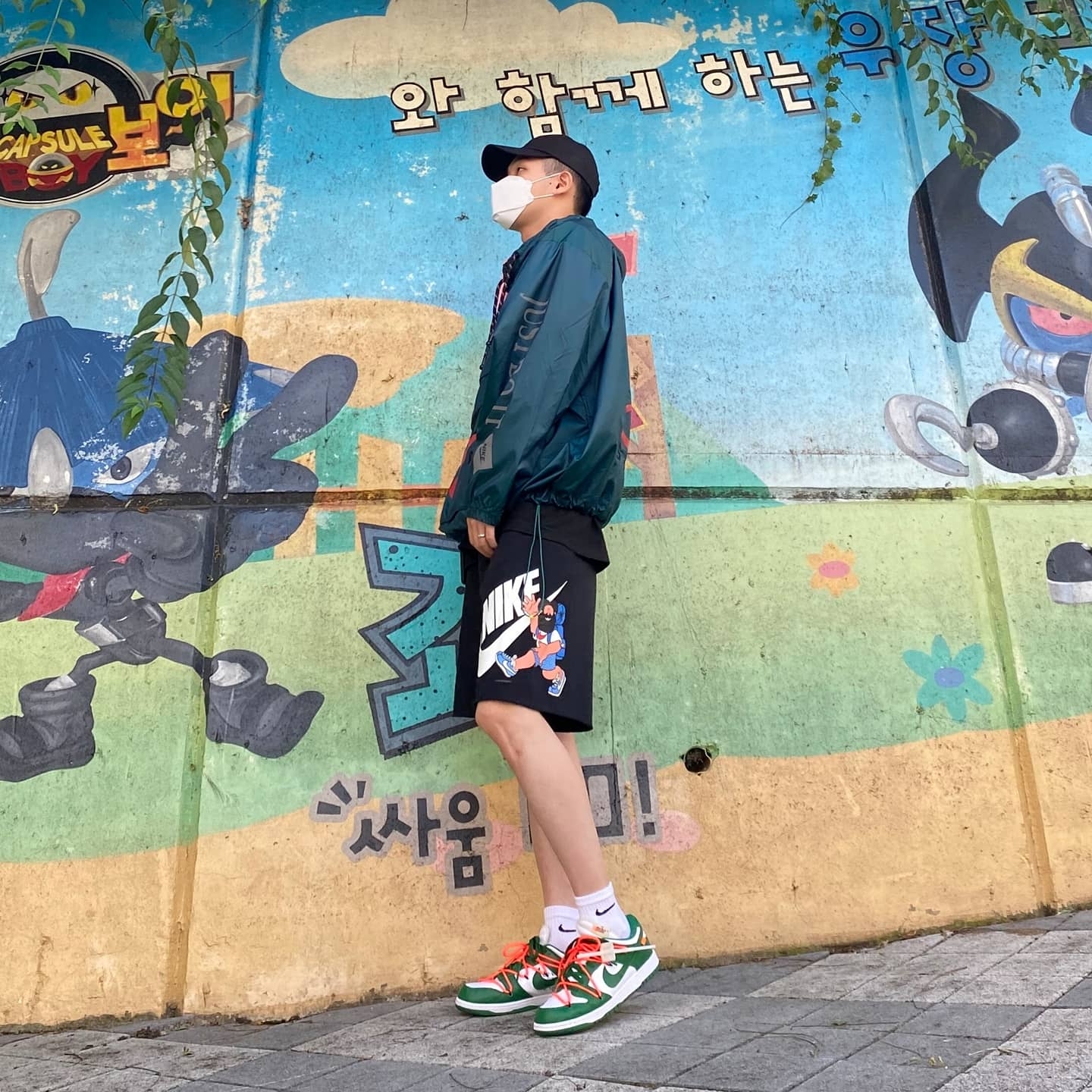 Nike x Off-White Dunk Low Pine Green 착용 스타일