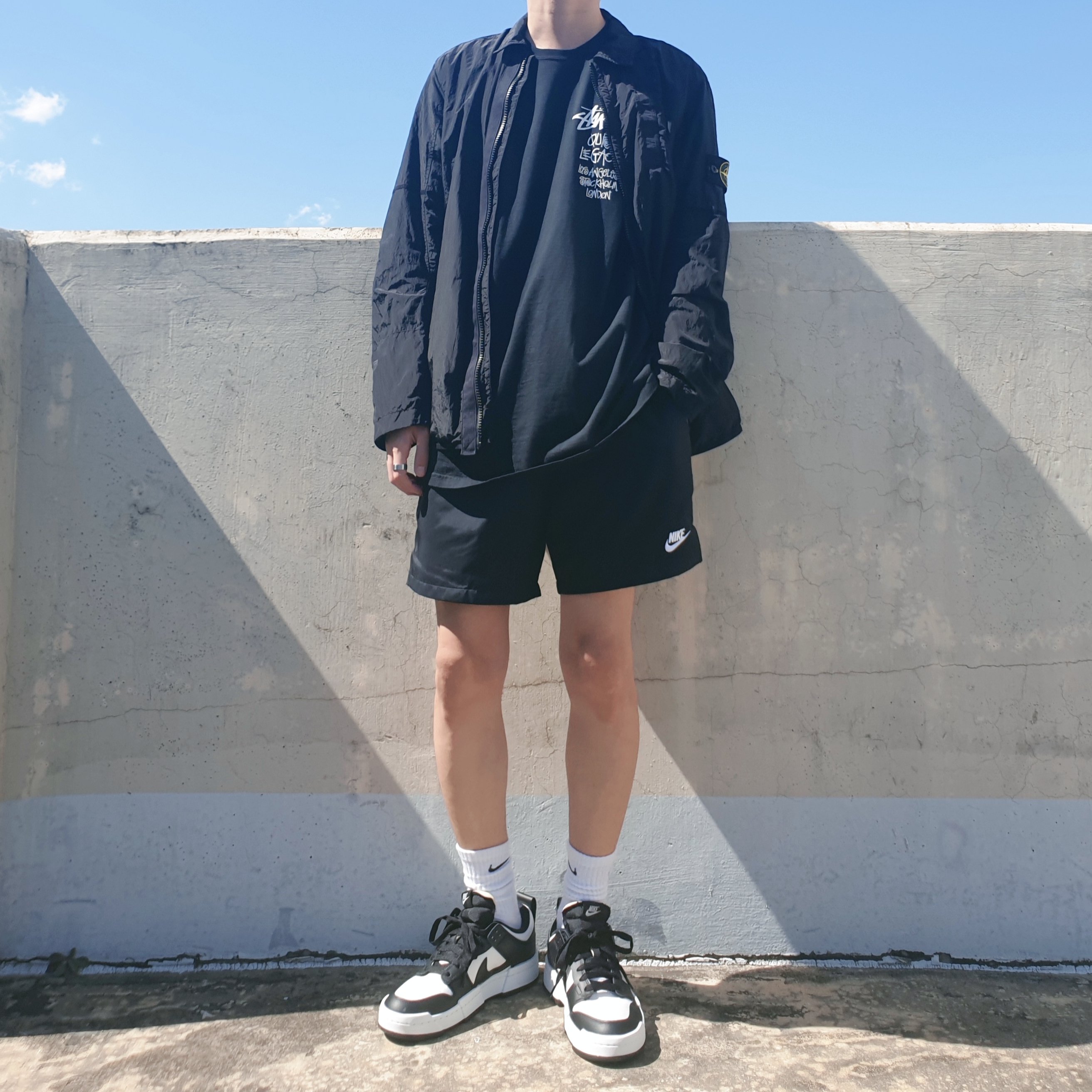 (W) Nike Dunk Low Disrupt Black White 착용 스타일