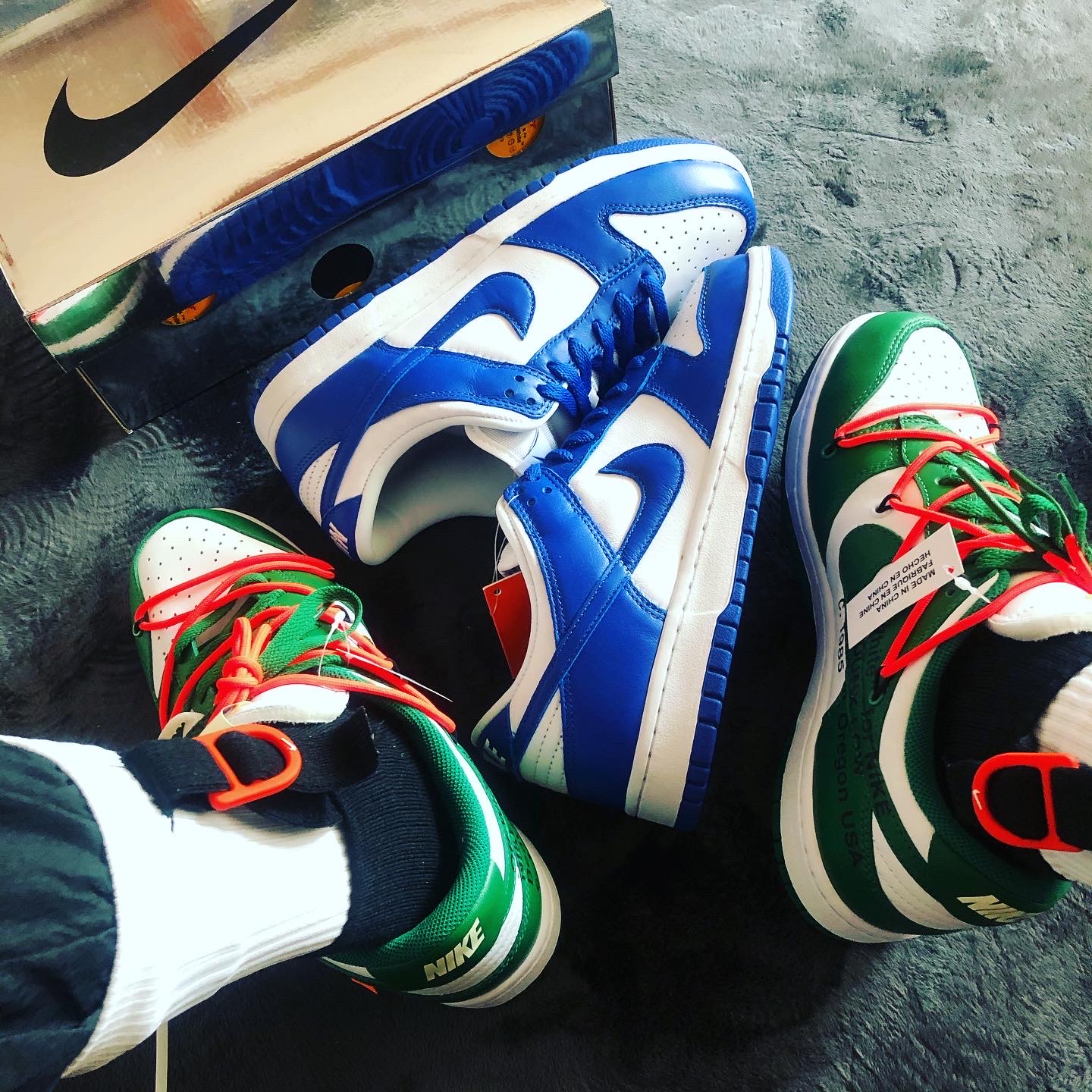 Nike x Off-White Dunk Low Pine Green, Nike Dunk Low SP Kentucky 2020 착용 스타일 - 1