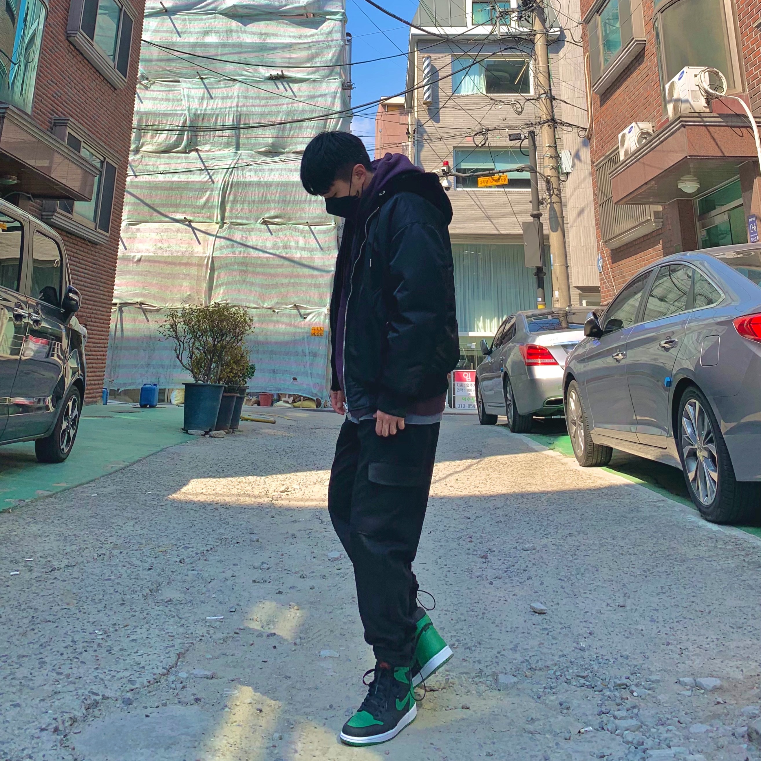 Jordan 1 Retro High OG Pine Green Black 착용 스타일