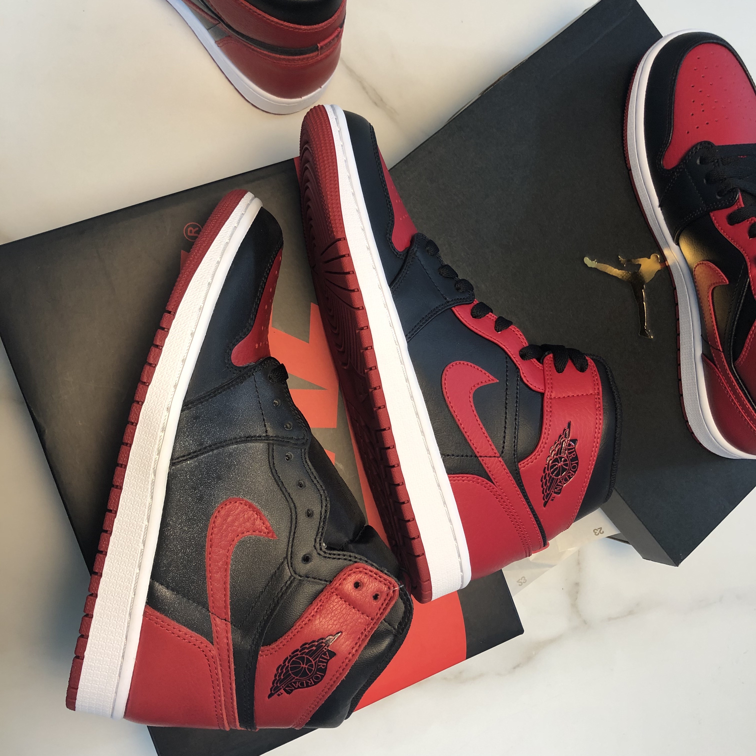 Jordan 1 Mid Bred Banned 2020, Jordan 1 Retro High OG Bred Banned 2016 착용 스타일 - 3