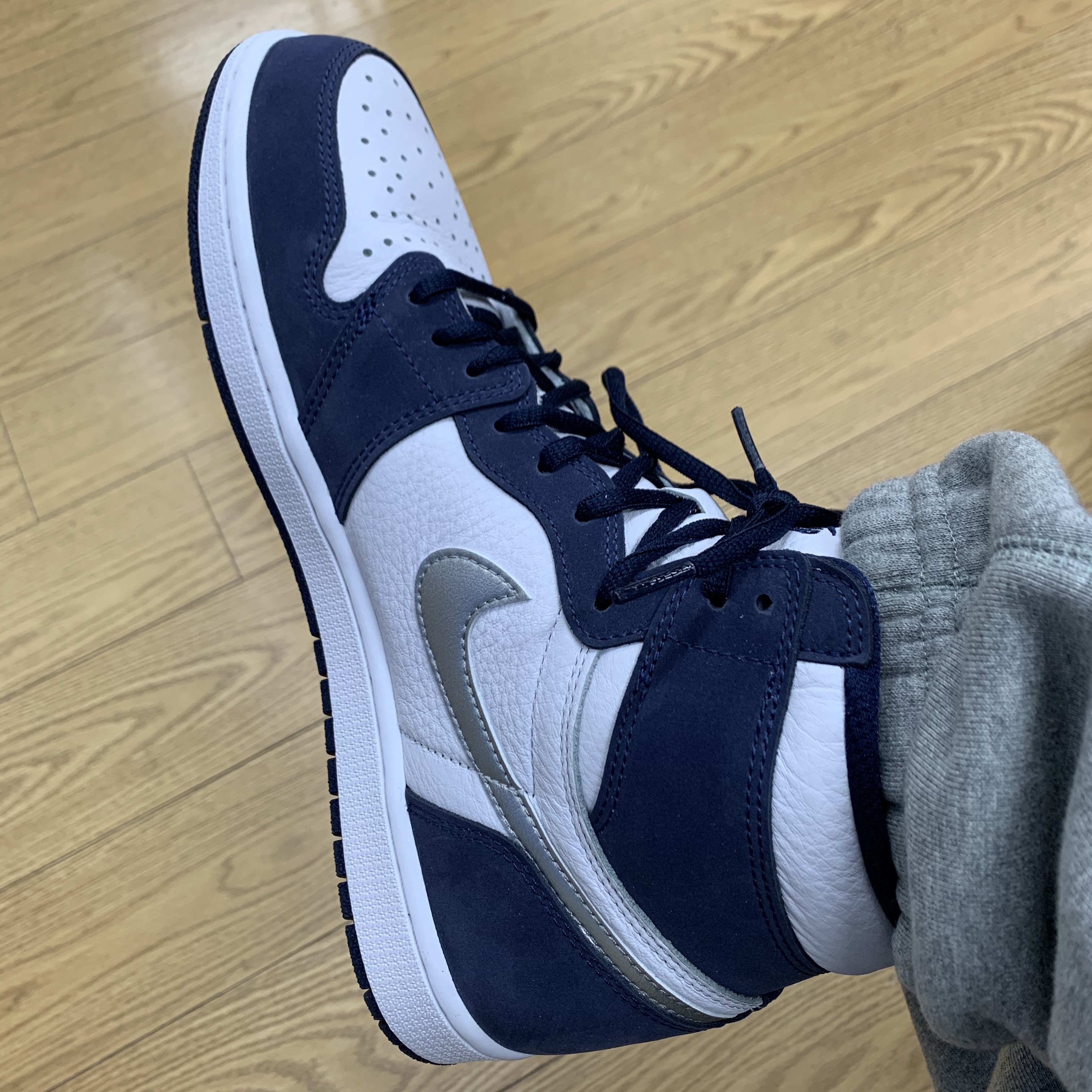 New Balance 992 Made in USA Grey - D Standard, Jordan 1 Retro High OG CO.JP Midnight Navy 착용 스타일 - 2