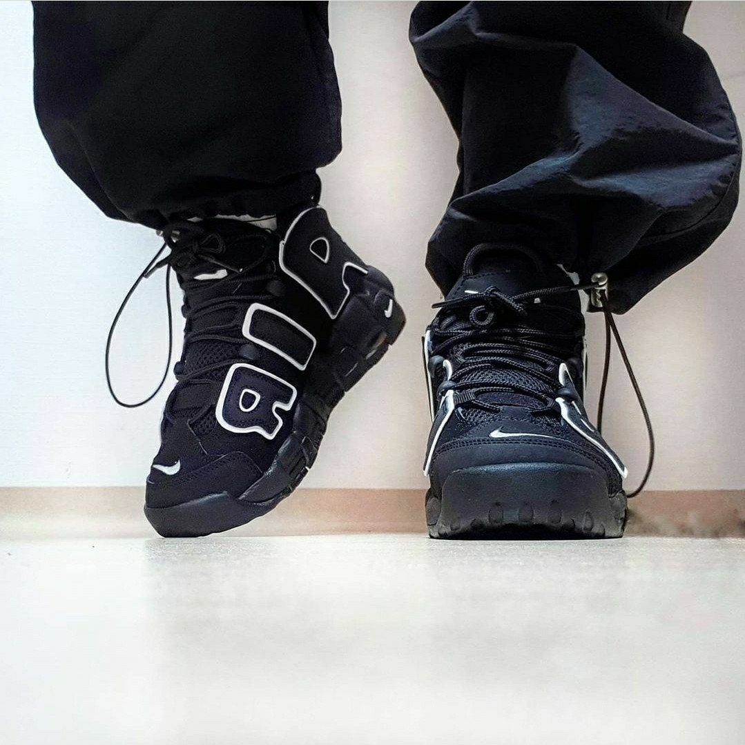 (GS) Nike Air More Uptempo Black White 2016 착용 스타일 - 2