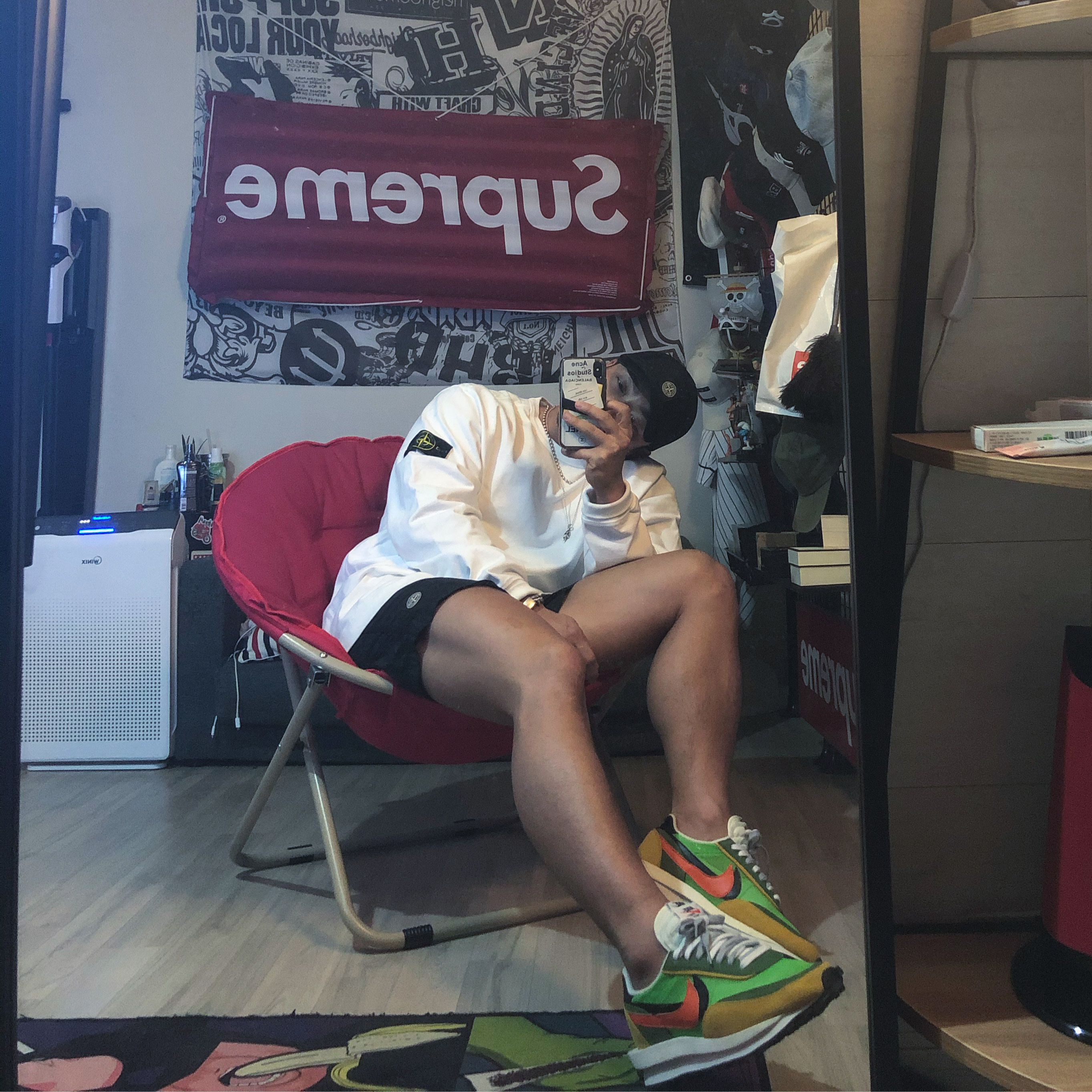 Nike x Sacai LDWaffle Green Multi 착용 스타일