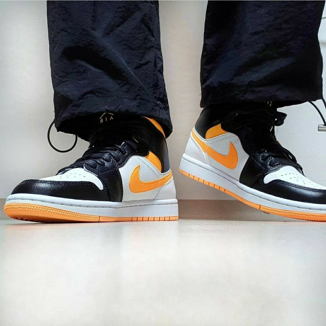 (W) Jordan 1 Mid SE Laser Orange 착용 스타일 - 3
