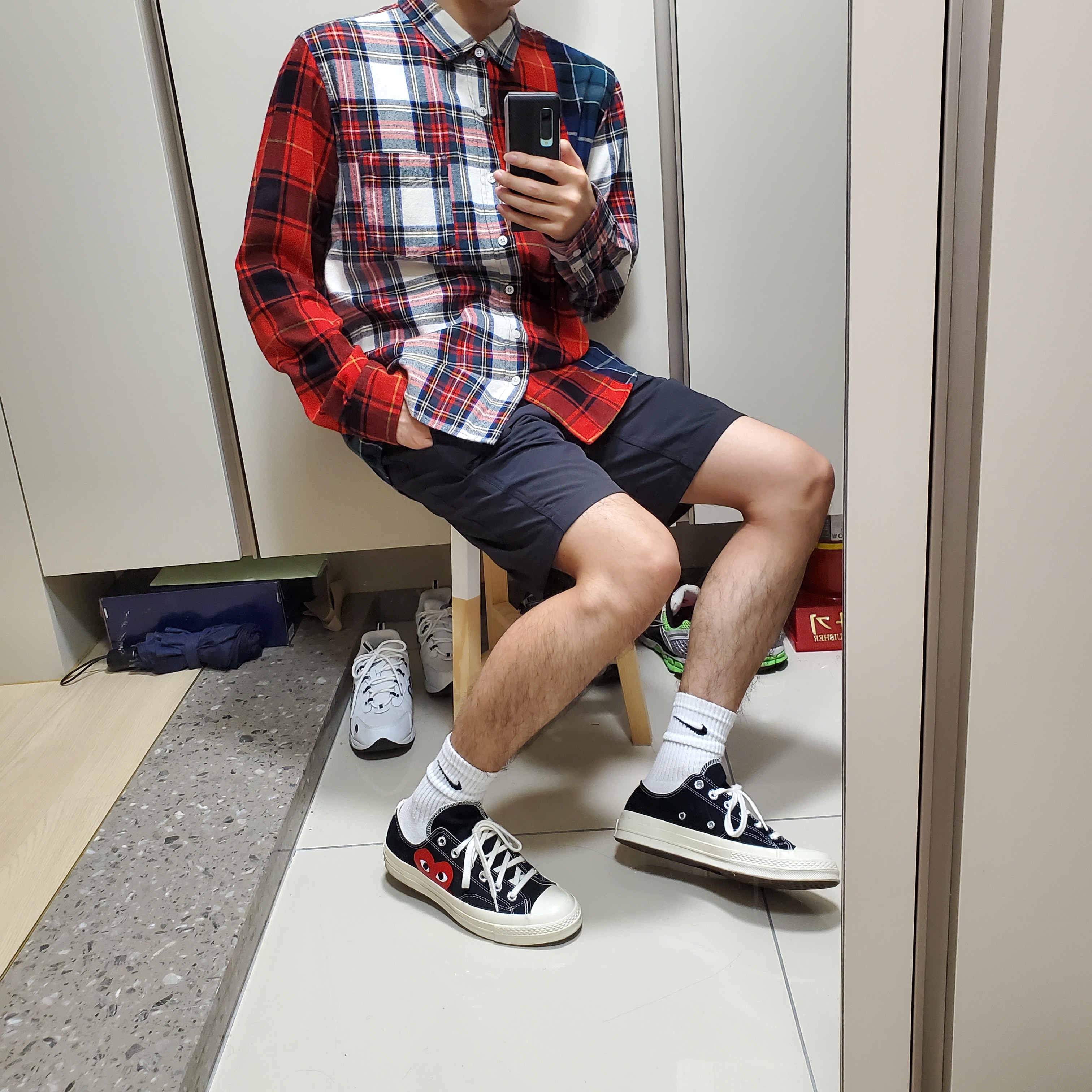 Converse x Play Comme des Garcons Chuck 70 Ox Black 착용 스타일