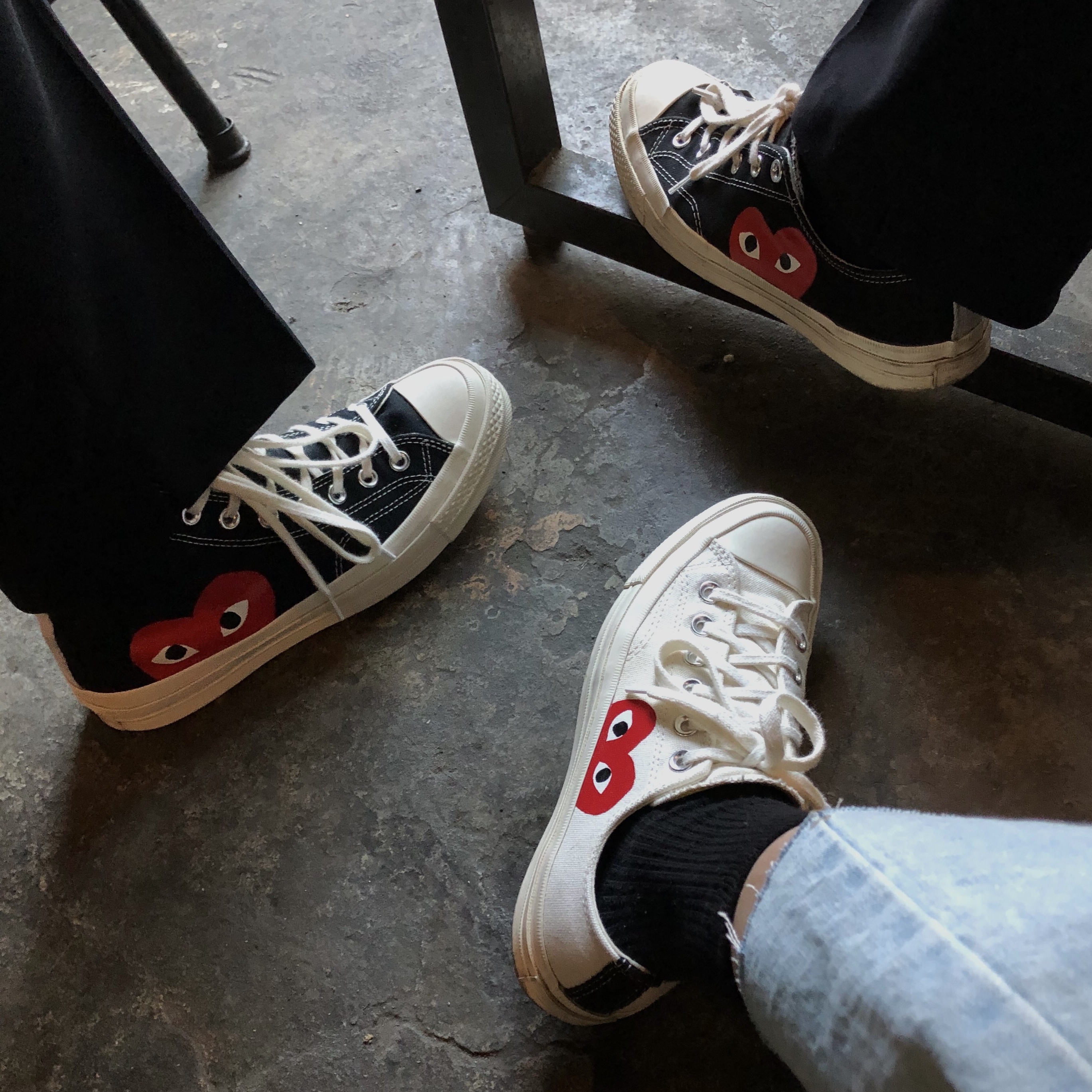 Converse x Play Comme des Garcons Chuck 70 Ox Black, Converse x Play Comme des Garcons Chuck 70 Hi Black 착용 스타일