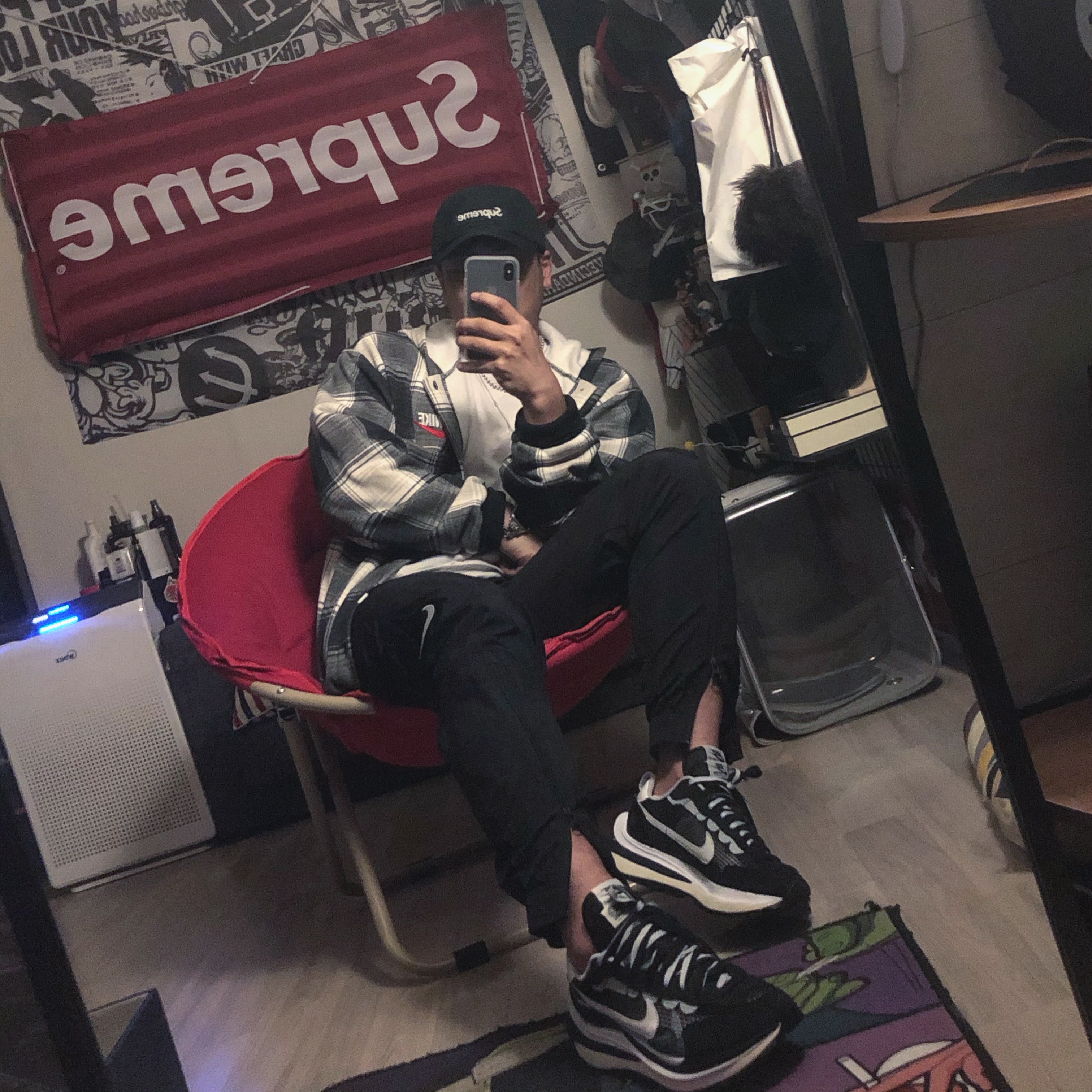 Nike x Sacai VaporWaffle Black White 착용 스타일