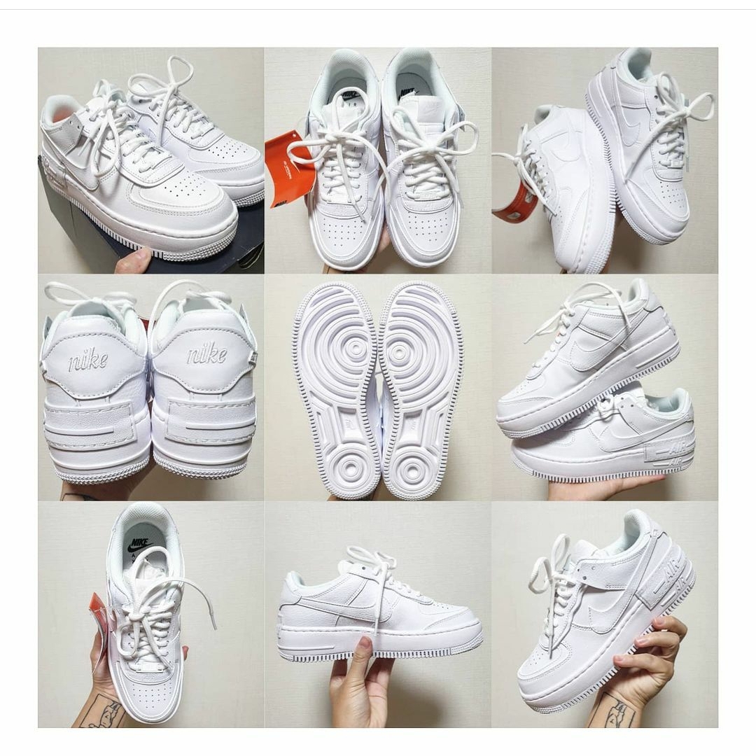 (W) Nike Air Force 1 Shadow Triple White 착용 스타일