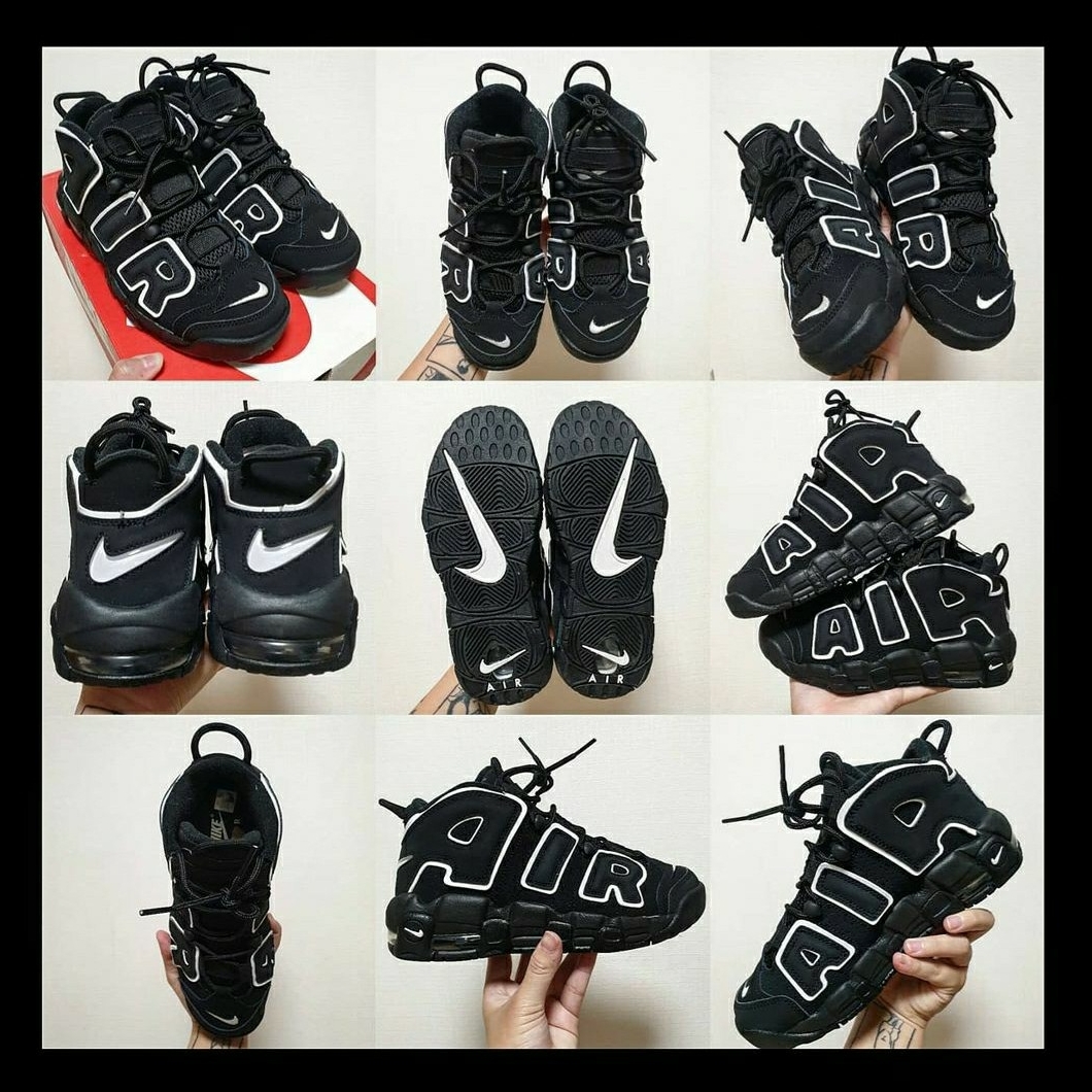 (GS) Nike Air More Uptempo Black White 2016 착용 스타일