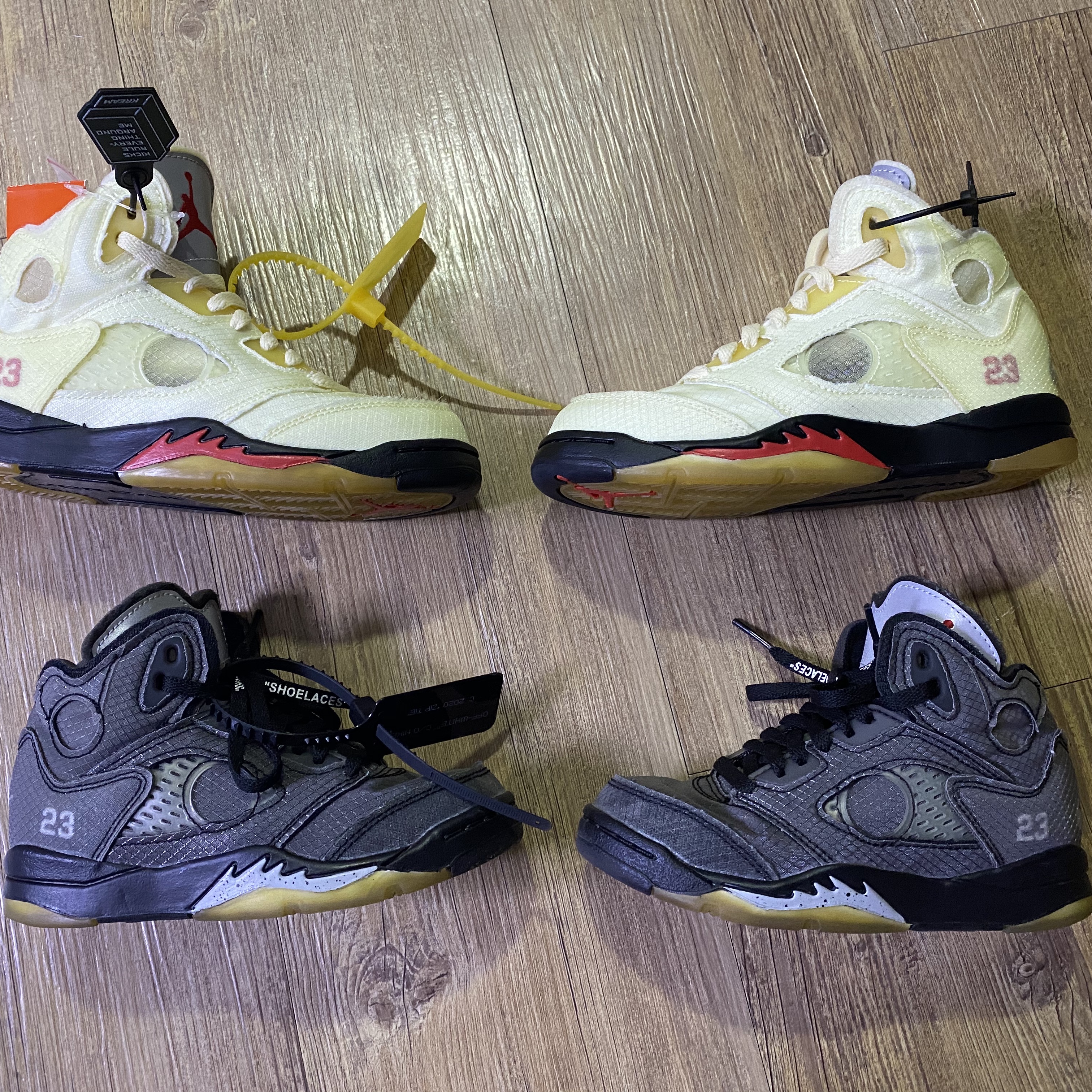 (PS) Jordan 5 x Off-White Retro SP Sail Fire Red, (PS) Jordan 5 x Off-White Retro SP Black Muslin 착용 스타일