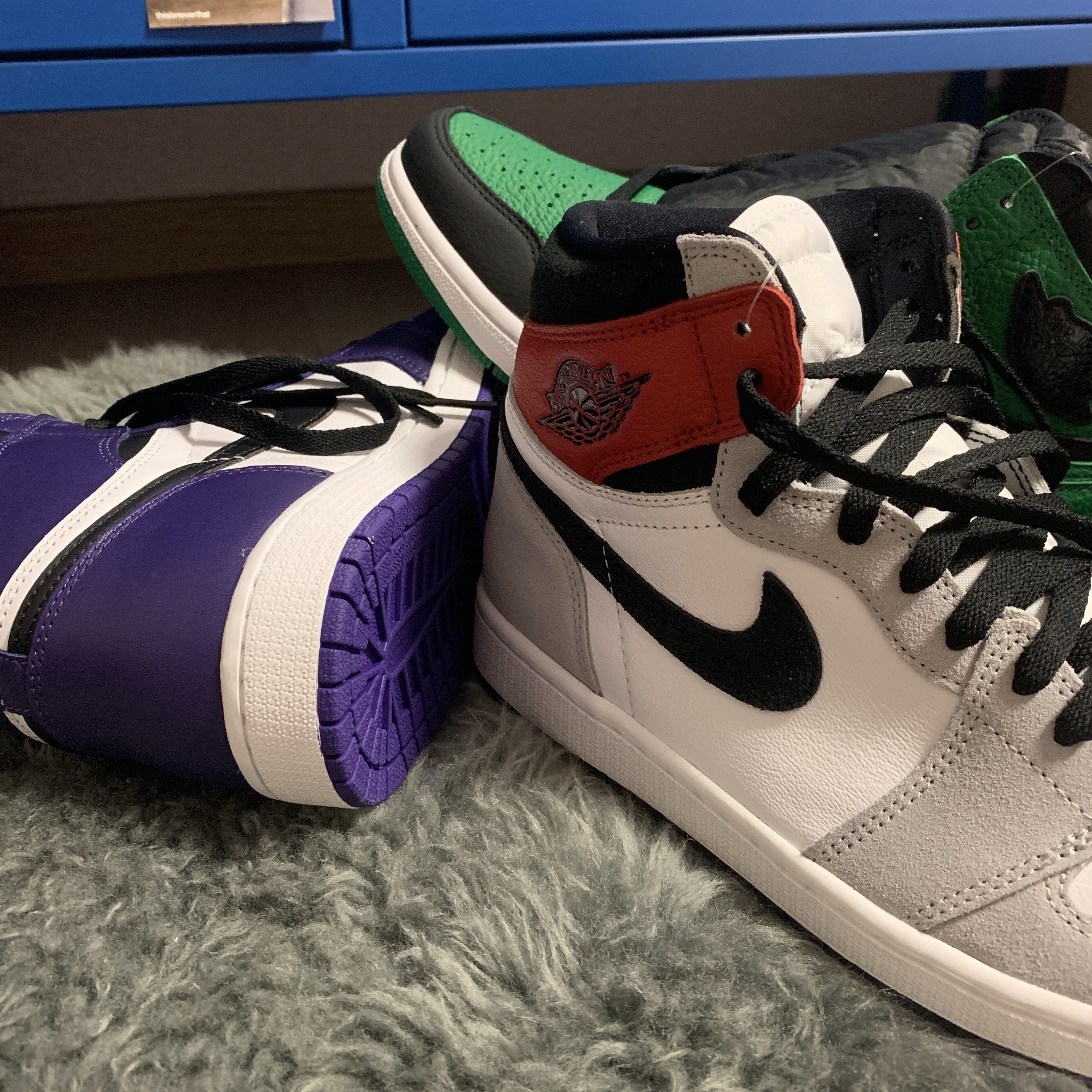 Jordan 1 Retro High OG Light Smoke Grey, Jordan 1 Retro High OG Court Purple 2020 착용 스타일