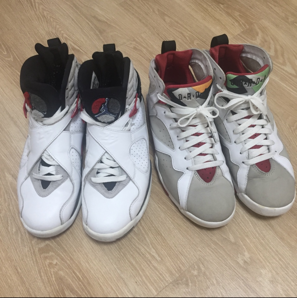 Jordan 8 Retro Bugs Bunny 2013, Jordan 7 Retro Hare 2015 착용 스타일