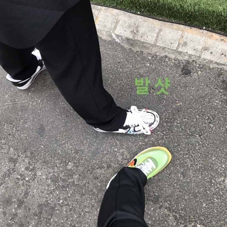 Nike x Peaceminusone Air Force 1 Low Para-Noise, Nike x Sacai LDWaffle Green Multi 착용 스타일