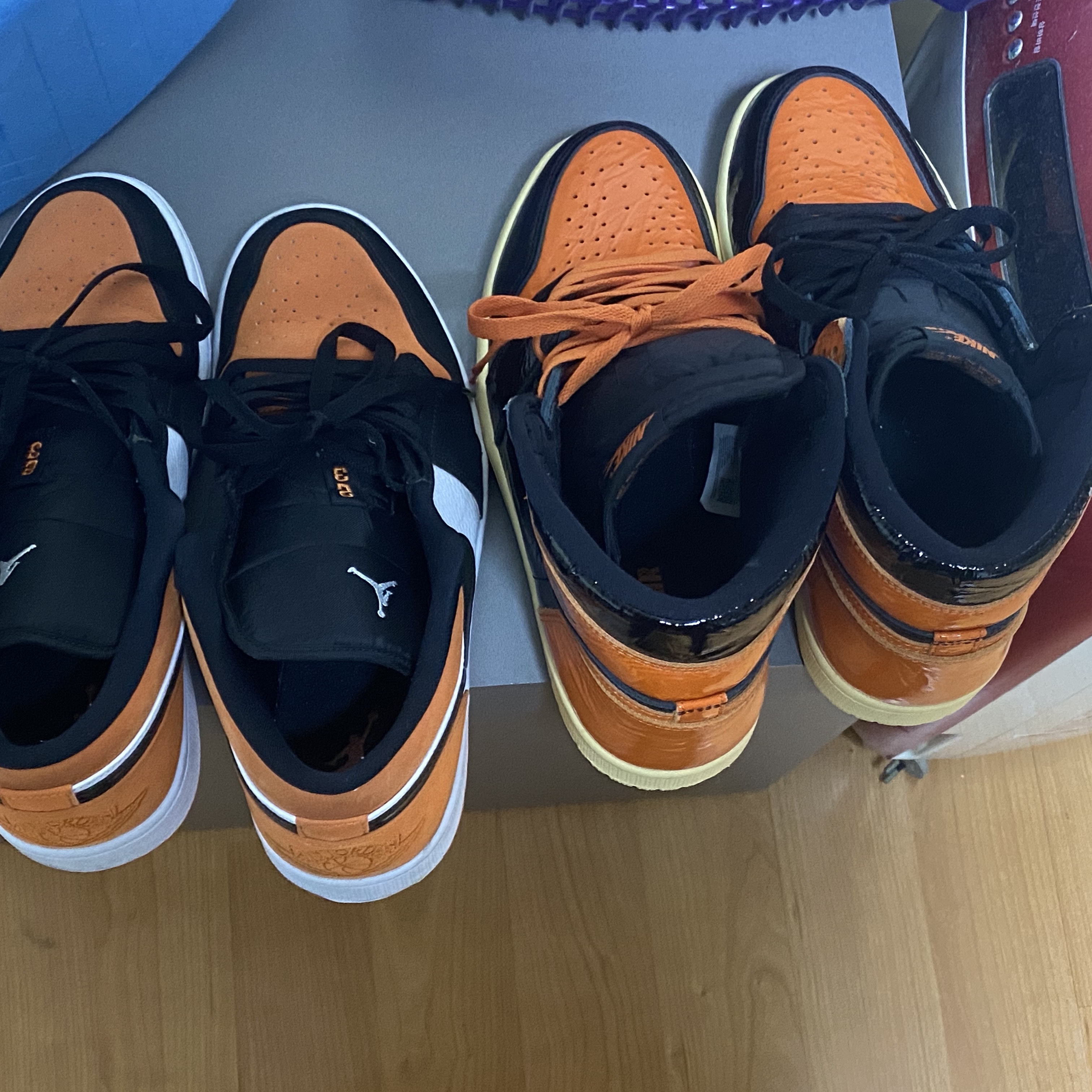 Jordan 1 Low Shattered Backboard, Jordan 1 Retro High Shattered Backboard 3.0 착용 스타일 - 3