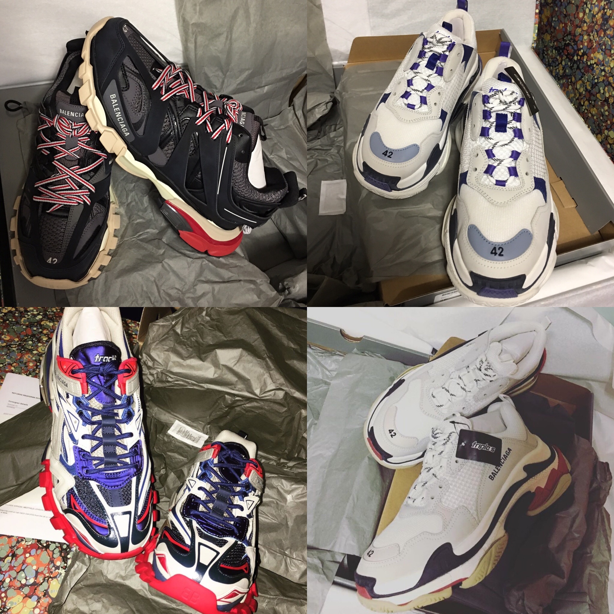 Balenciaga Track Sneakers Black Red 2019, Balenciaga Track.2 Sneakers Blue Red 2019 착용 스타일