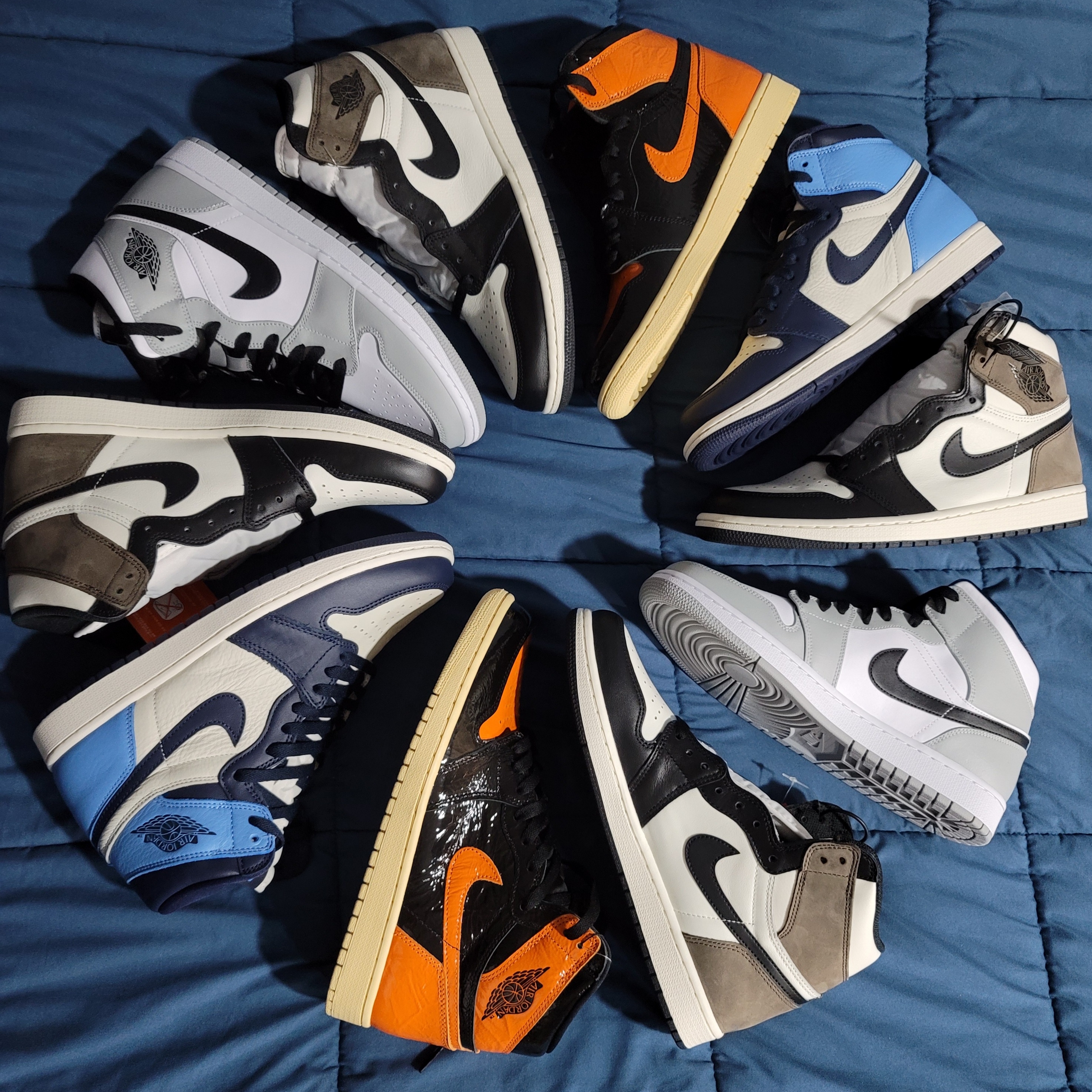 Jordan 1 Retro High OG Black Mocha, Jordan 1 Retro High Obsidian UNC 착용 스타일