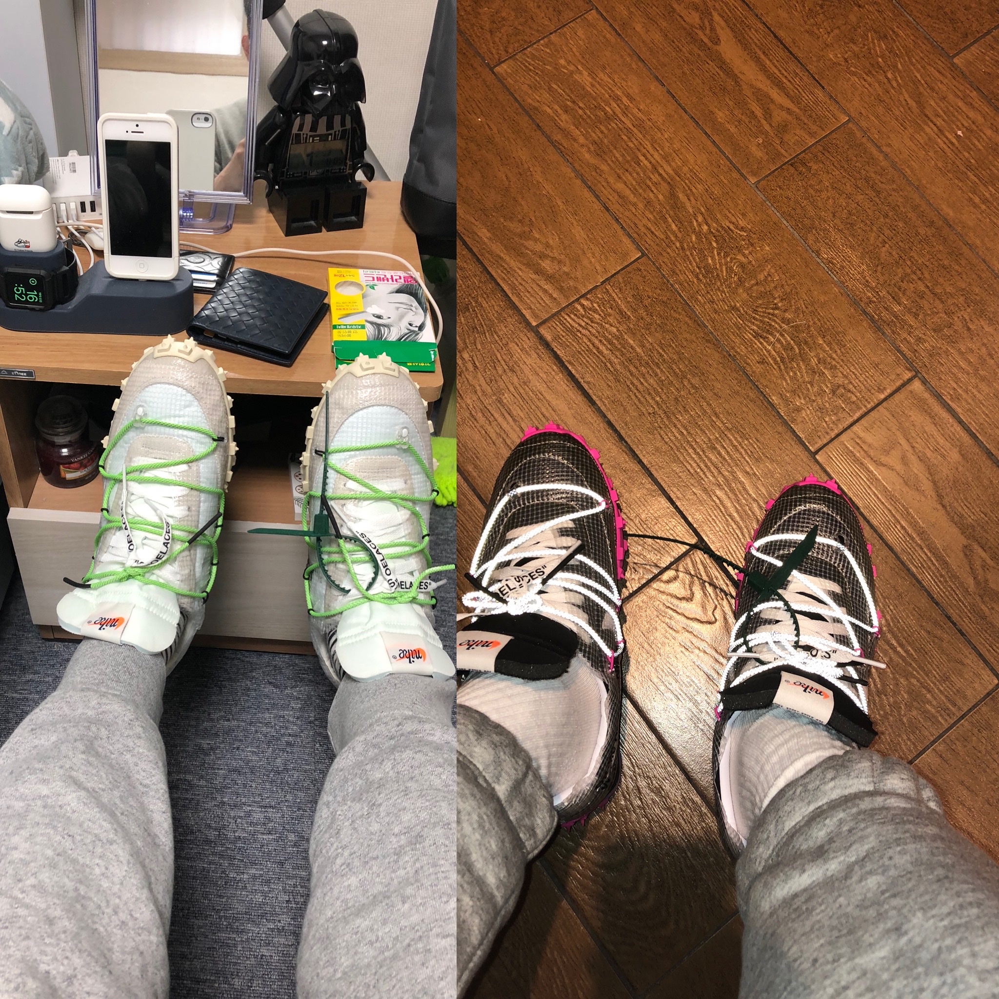 (W) Nike x Off-White Waffle Racer Black, (W) Nike x Off-White Waffle Racer White 착용 스타일