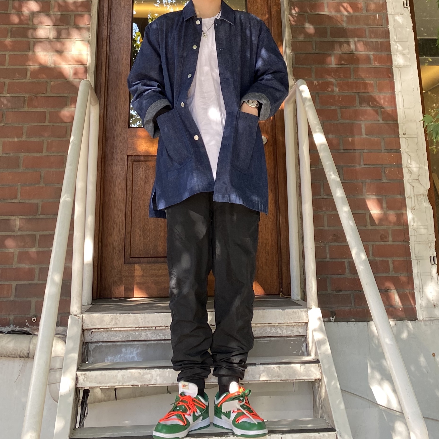 Nike x Off-White Dunk Low Pine Green 착용 스타일