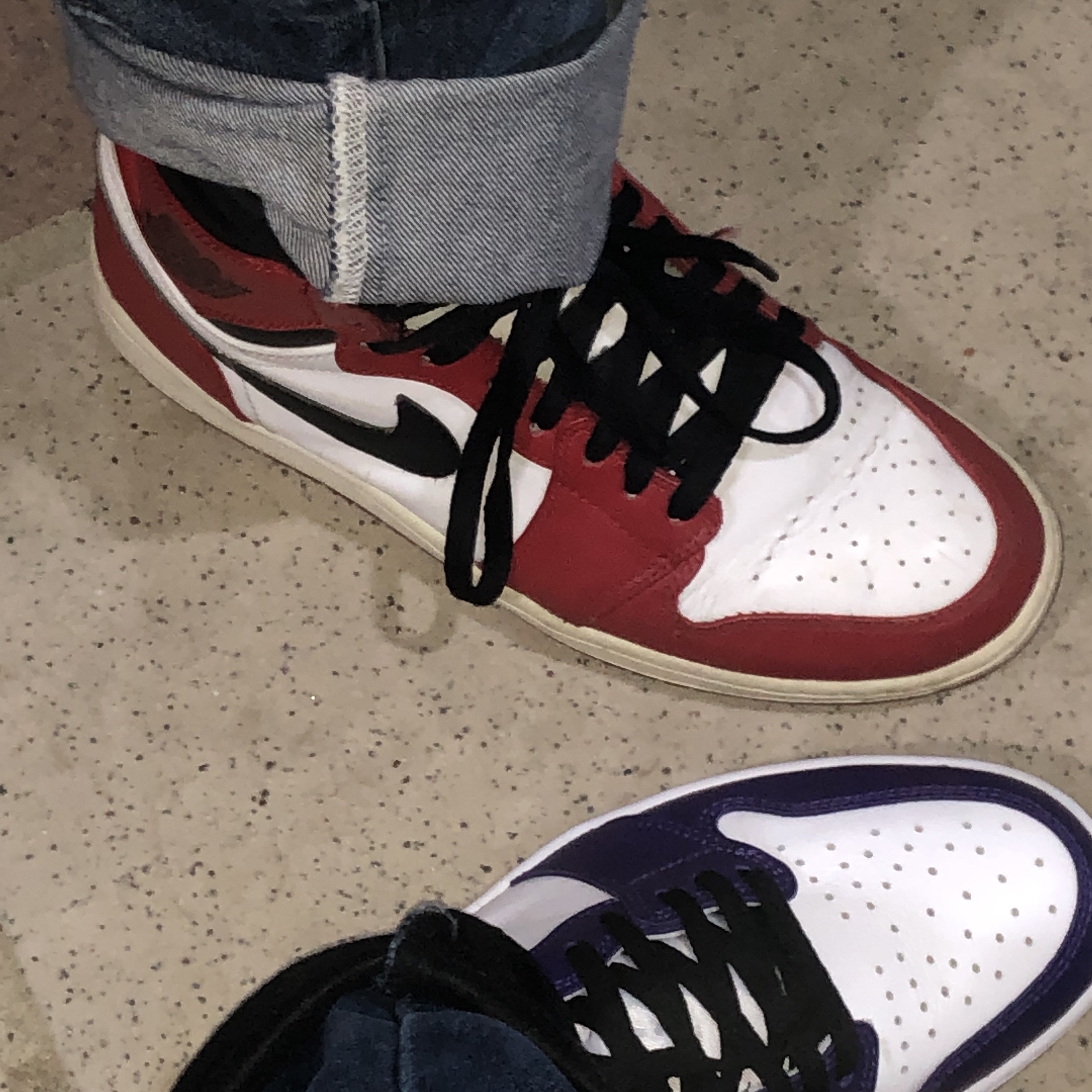 Jordan 1 Retro Chicago 2013, Jordan 1 Retro High OG Court Purple 2020 착용 스타일
