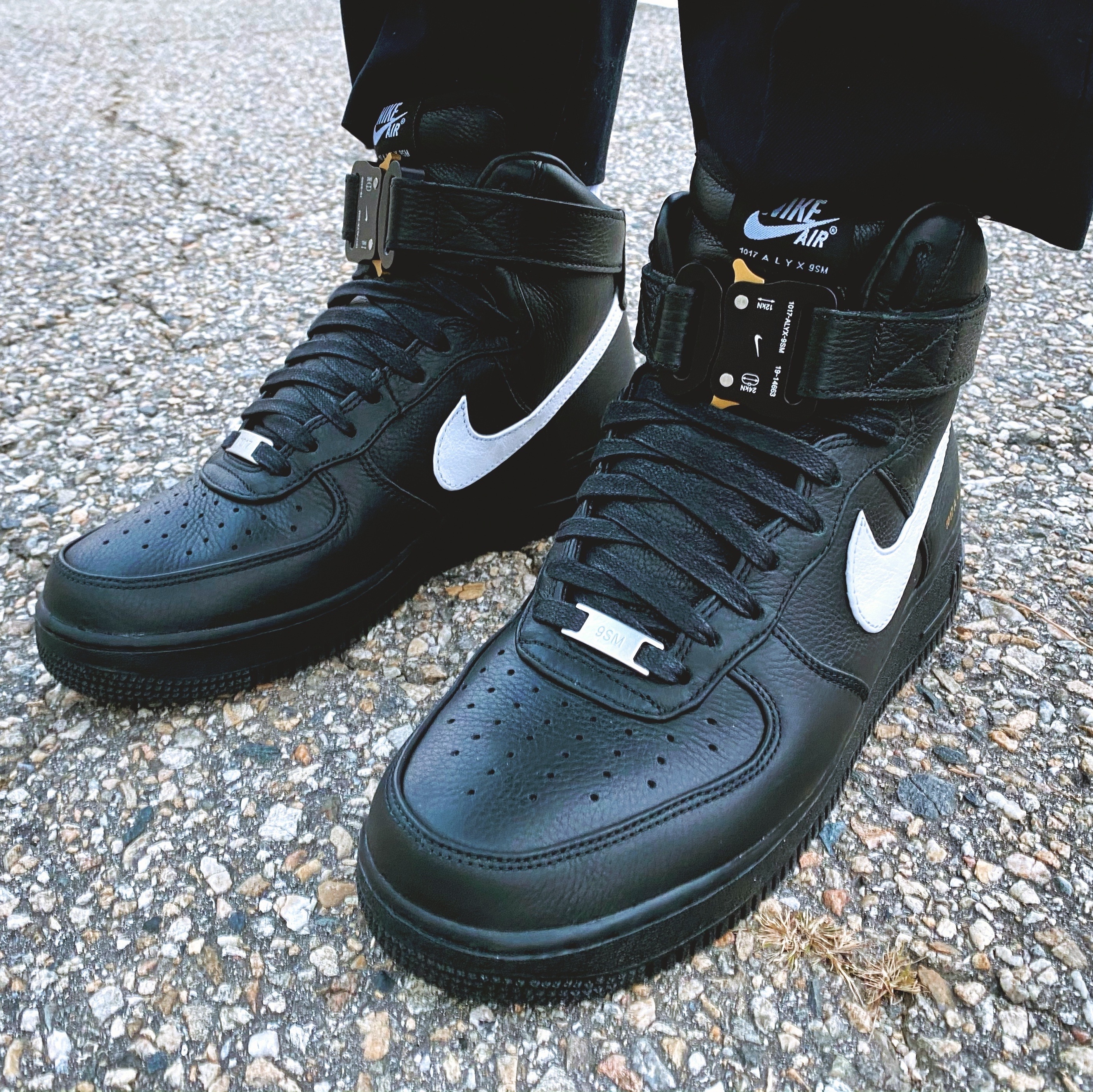Nike x 1017 Alyx 9SM Air Force 1 High Black White 2020 착용 스타일