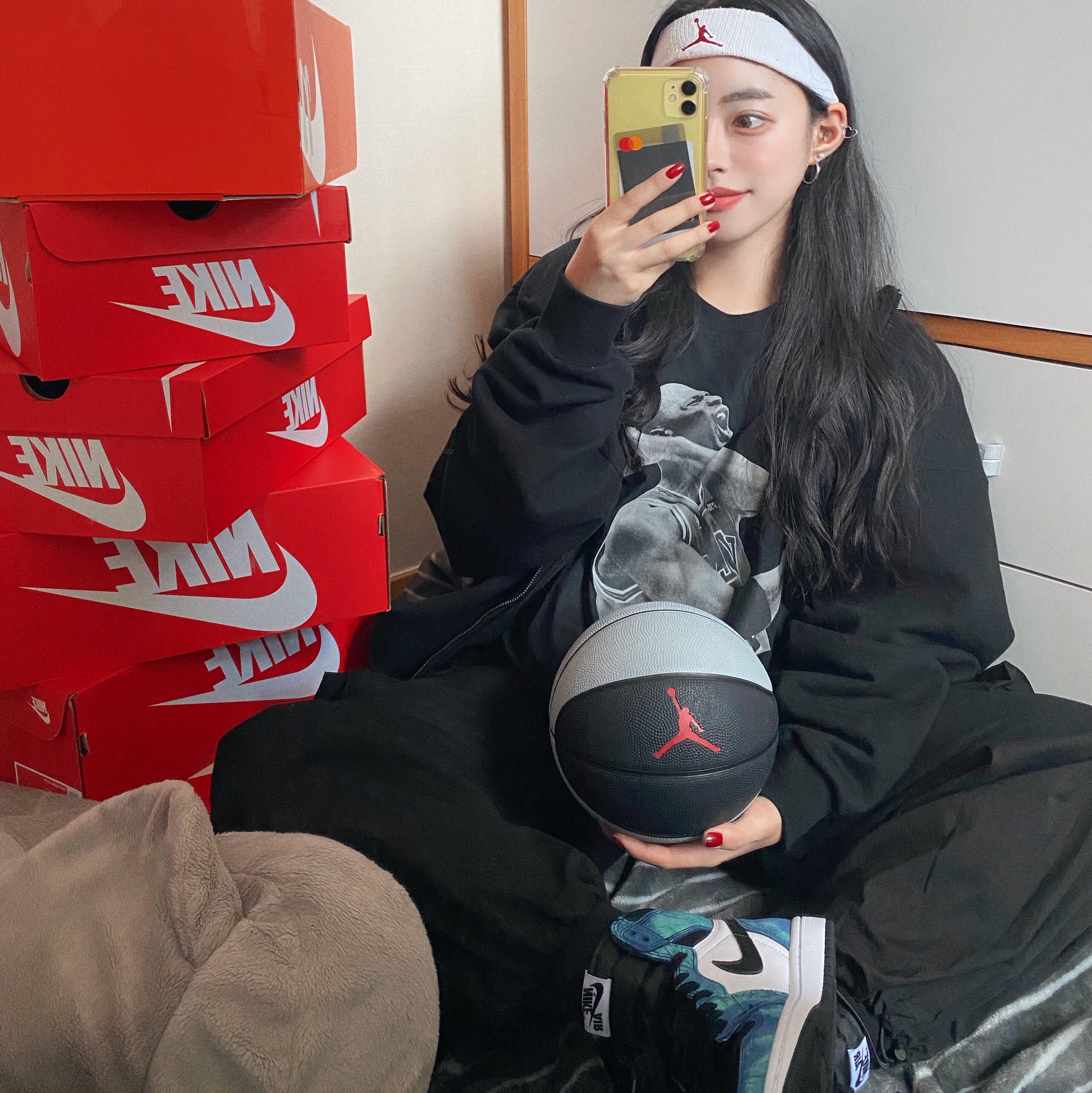 (W) Jordan 1 Retro High Tie-Dye 착용 스타일 - 2