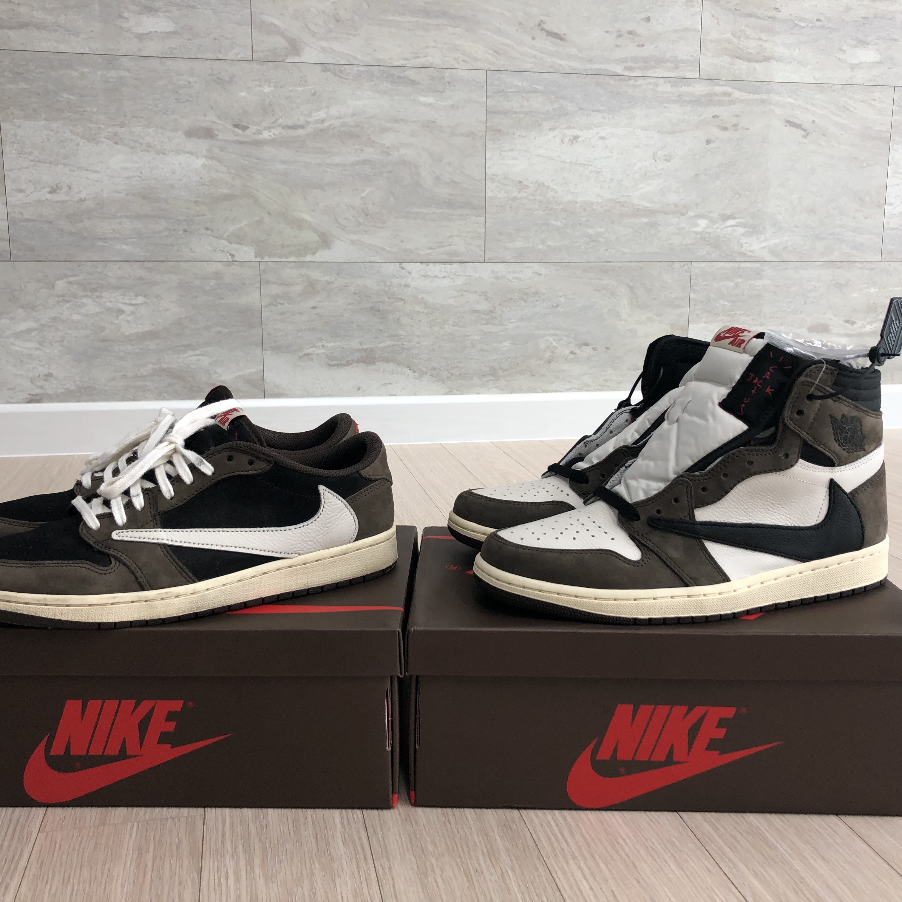 Jordan 1 x Travis Scott Retro High OG SP Mocha, Jordan 1 x Travis Scott Retro Low OG SP Mocha 착용 스타일 - 1
