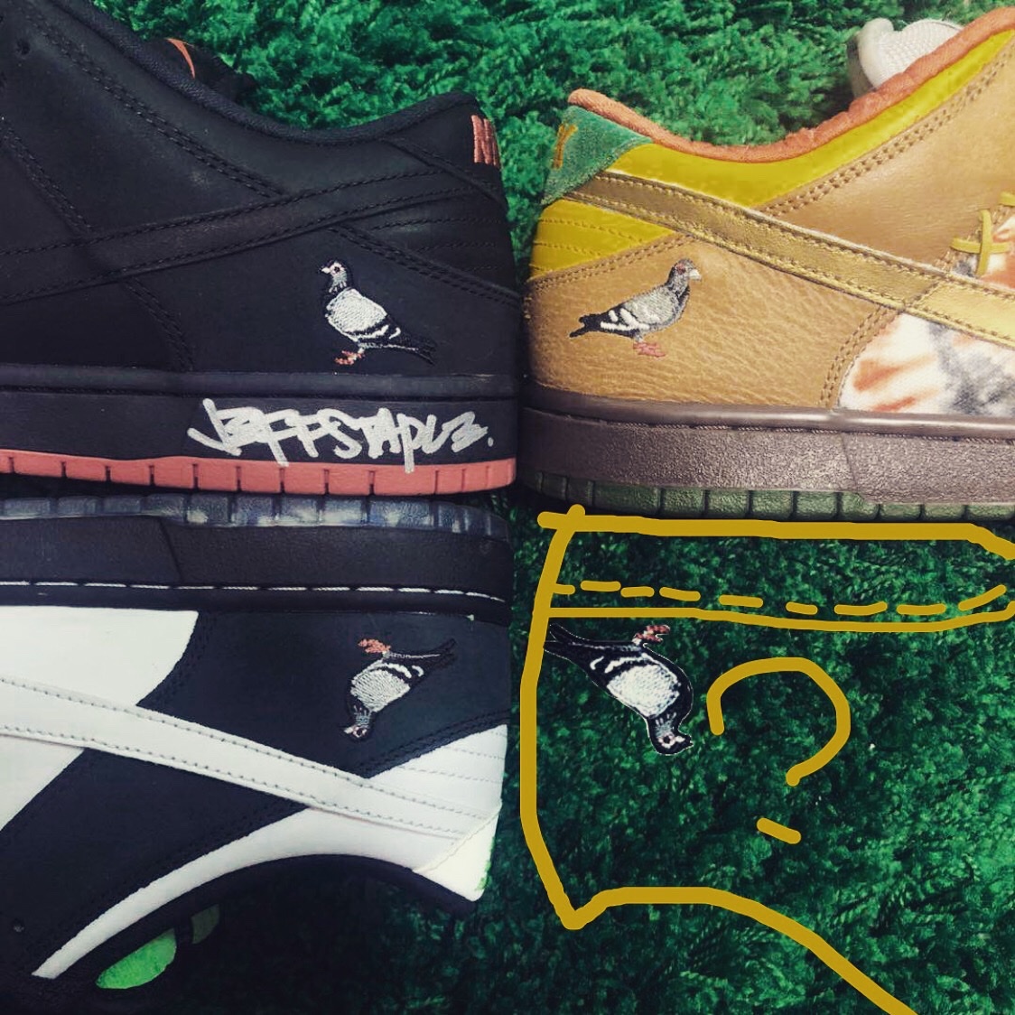 Nike x Staple SB Dunk Low Panda Pigeon, Nike x Staple SB Dunk Low Black Pigeon 착용 스타일