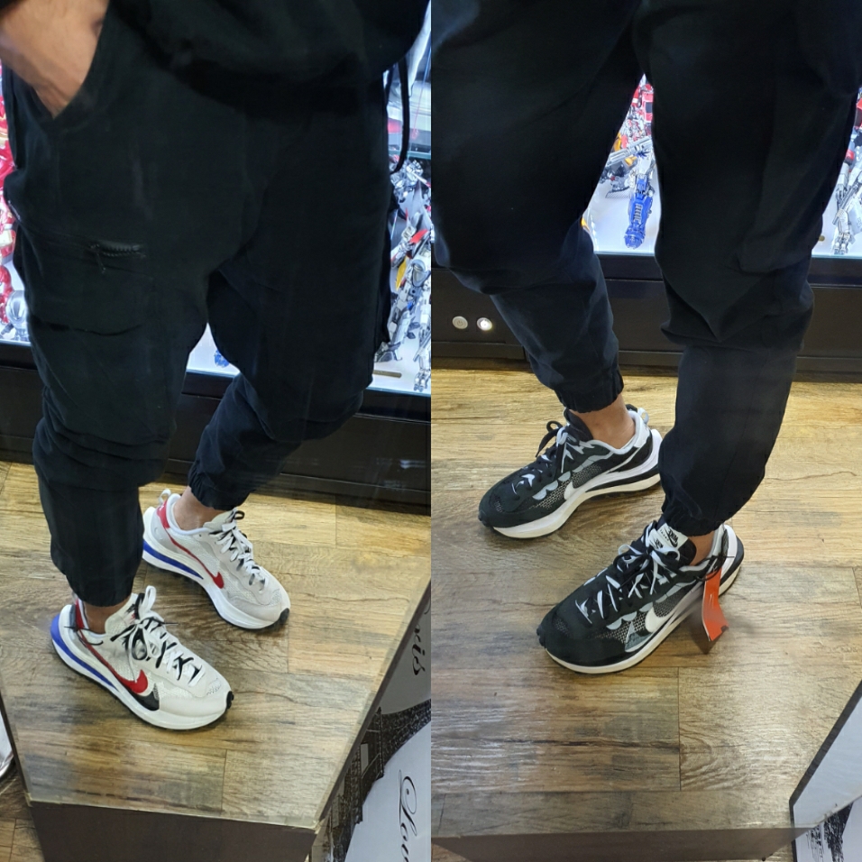 Nike x Sacai VaporWaffle Royal Fuchsia, Nike x Sacai VaporWaffle Black White 착용 스타일
