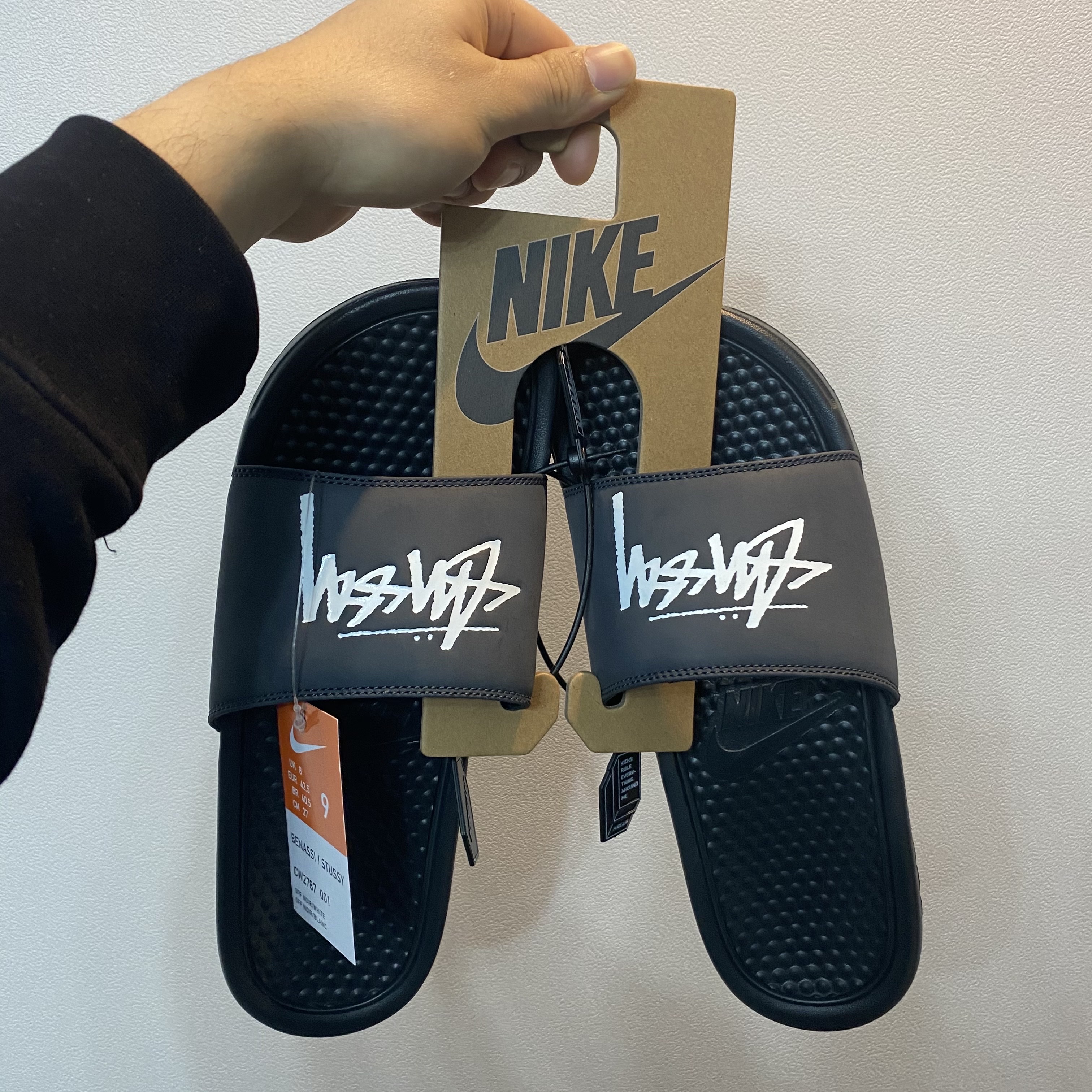 Nike x Stussy Benassi Slide Off Noir 착용 스타일