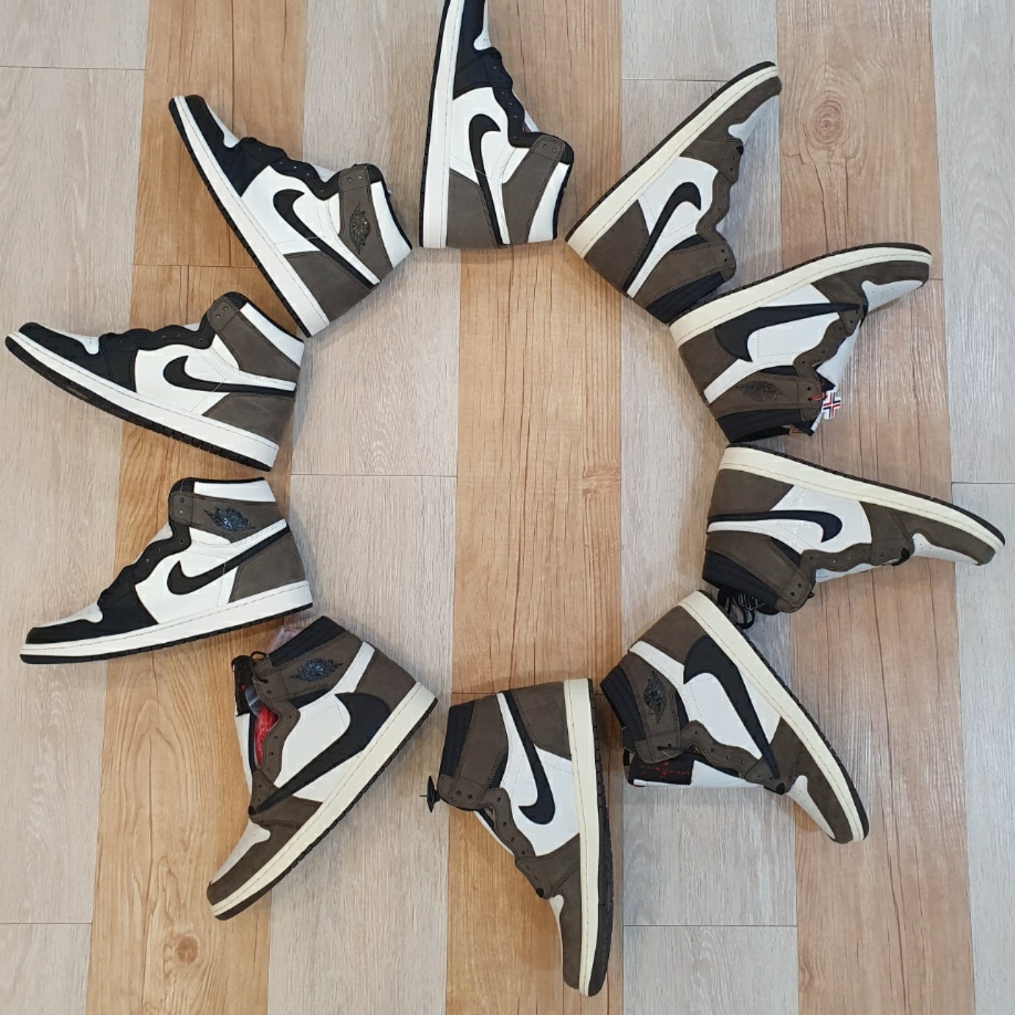 Jordan 1 Retro High OG Black Mocha, Jordan 1 x Travis Scott Retro High OG SP Mocha 착용 스타일